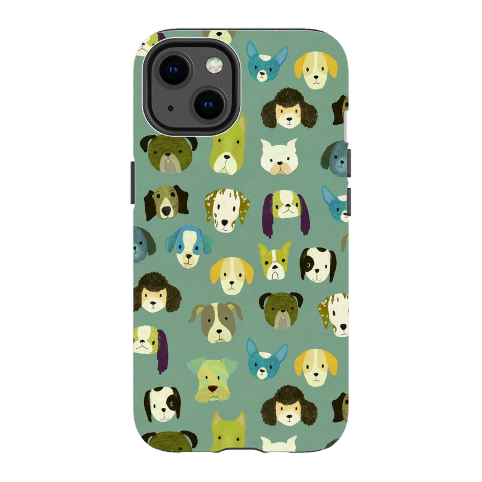 iPhone MagSafe Tough Case -  Dog Heads Green By Katherine Quinn