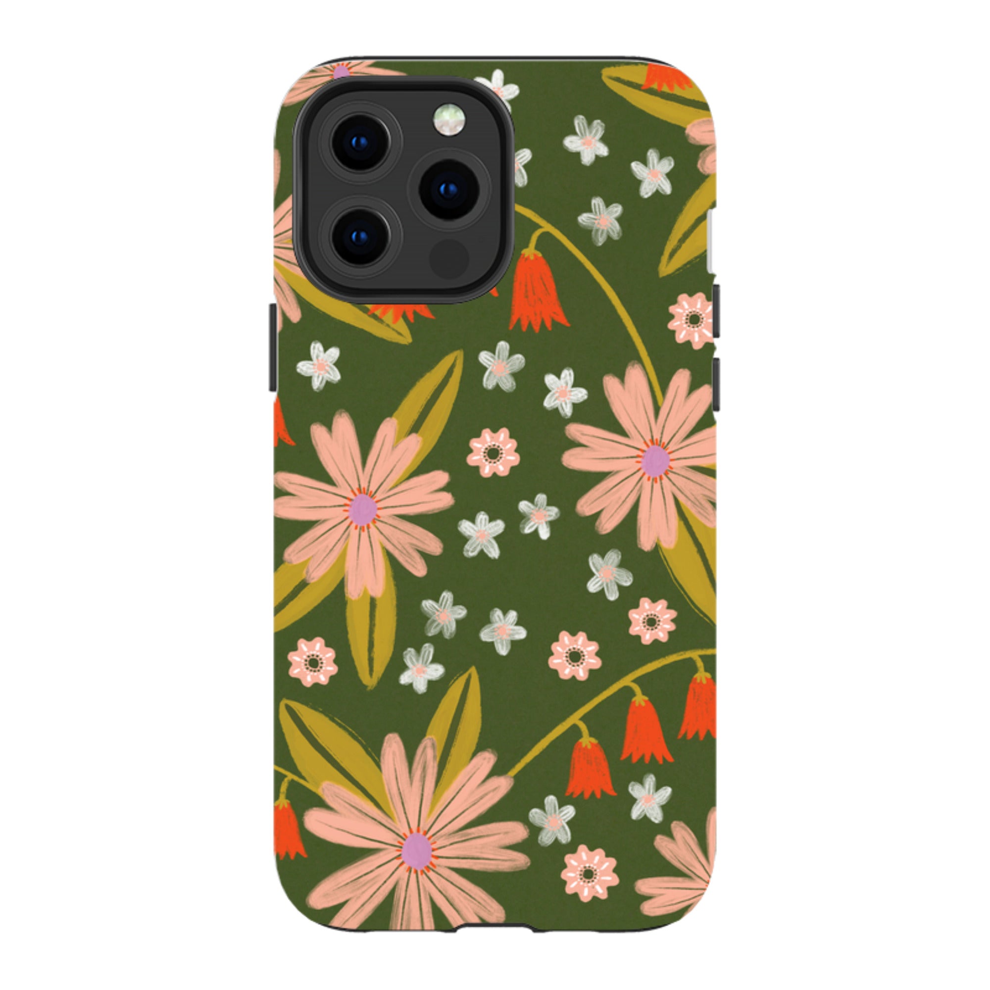 iPhone Tough Case - Red and Green Floral Pattern By Lee Foster Wilson