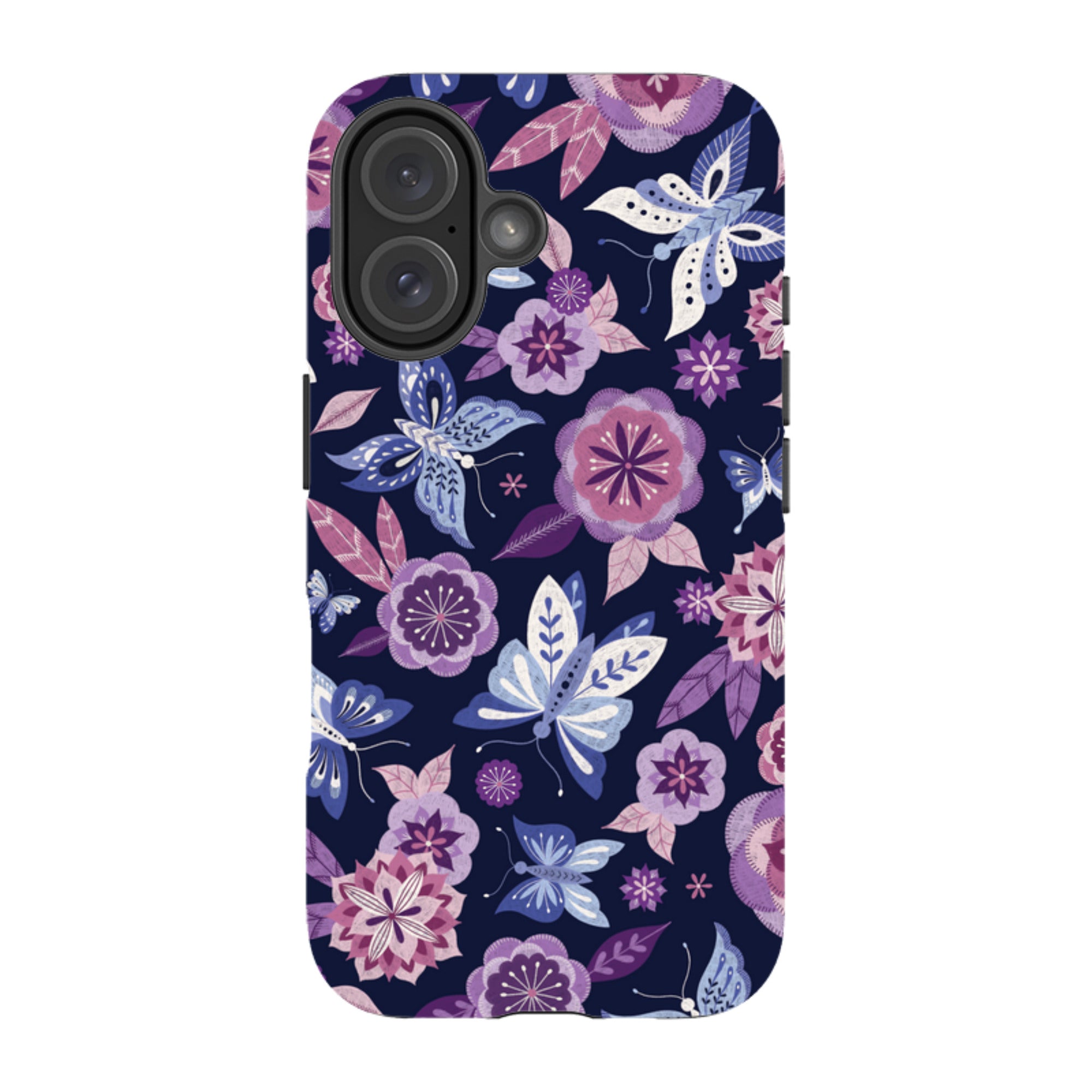 iPhone MagSafe Tough Case -  Butterfly Blooms Navy By Jenny Zemanek