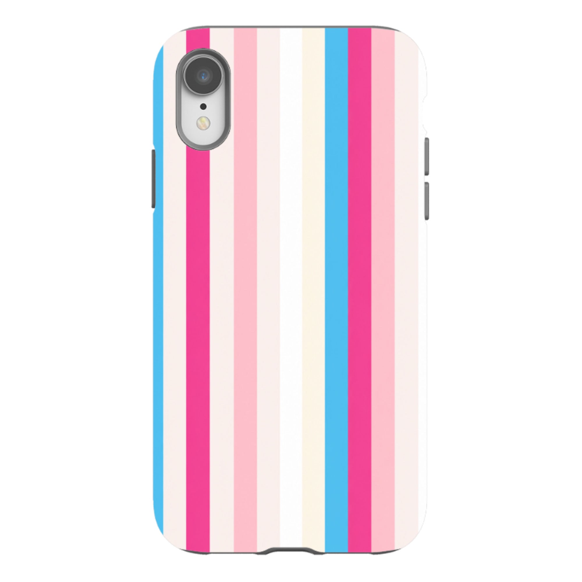 iPhone Tough Case - Pink, Blue & Cream Stripe