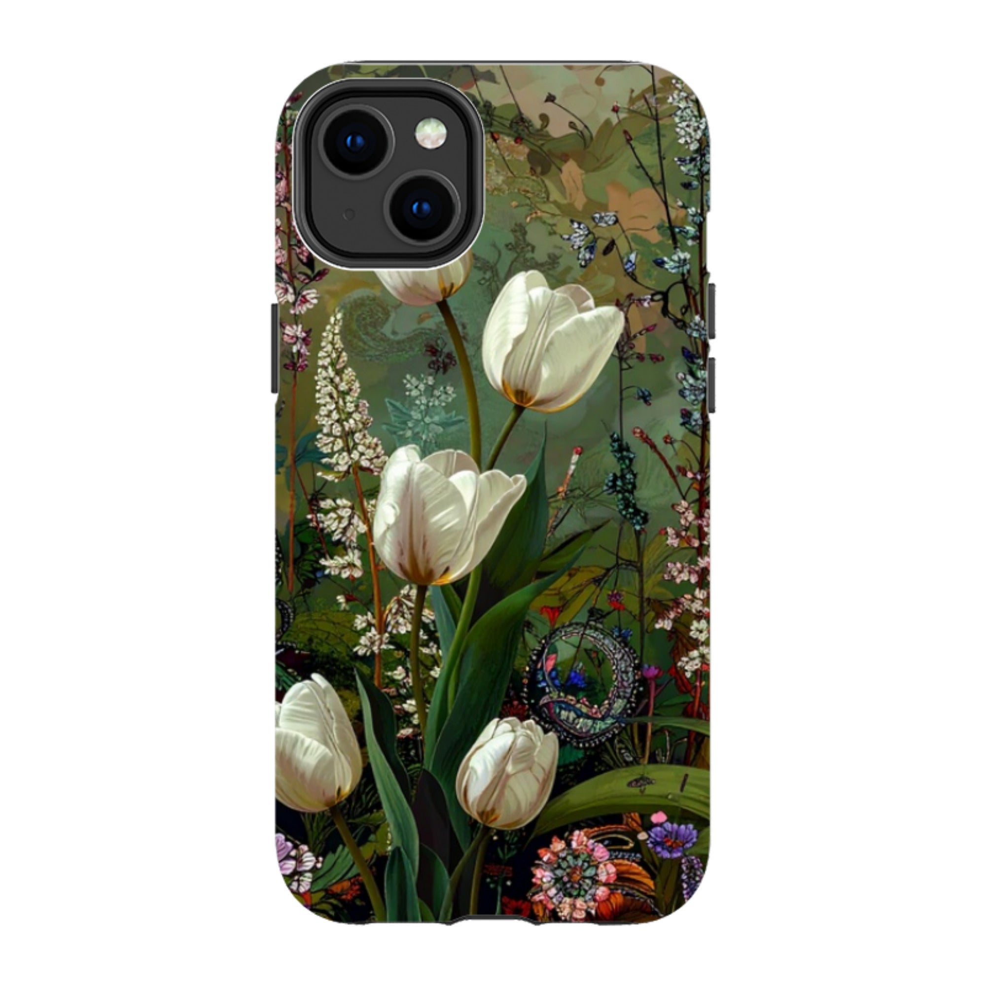iPhone MagSafe Tough Case - Green Vyne White Tulips