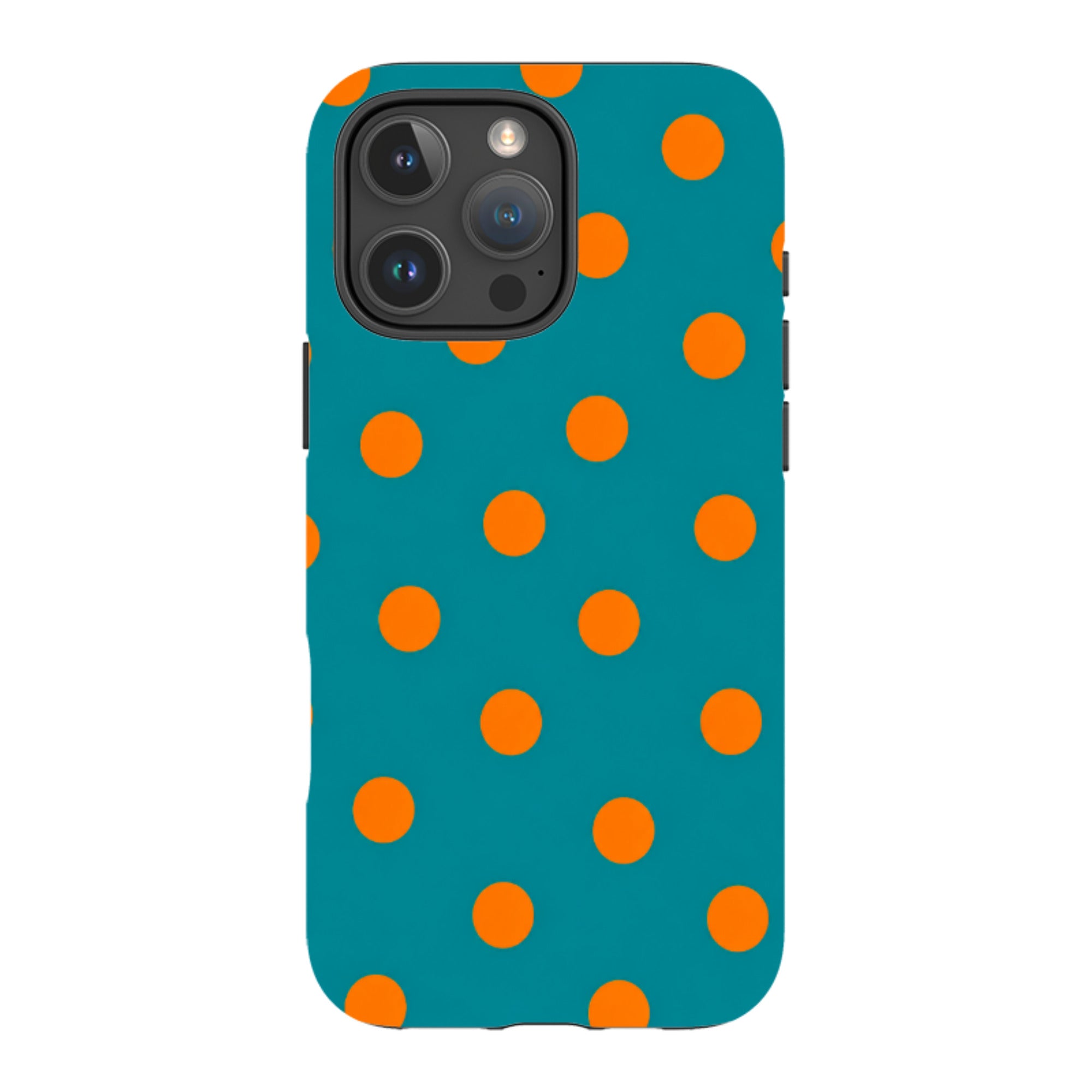 iPhone MagSafe Tough Case - Teal & Orange Polka Dot