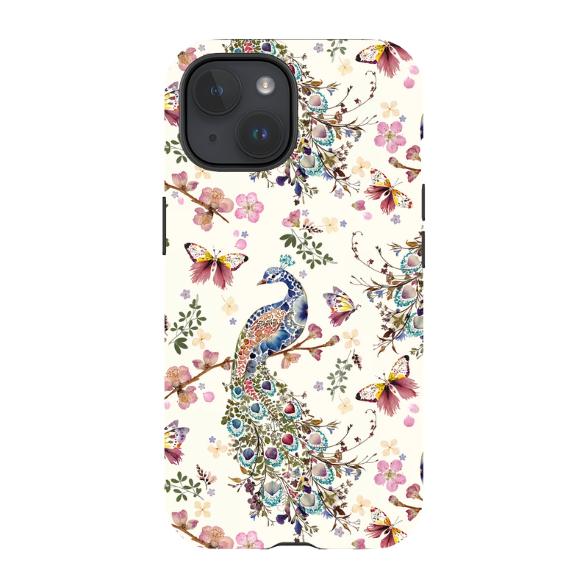 iPhone Tough Case - Peacock and Cherry Blossoms By Helen Ahpornsiri