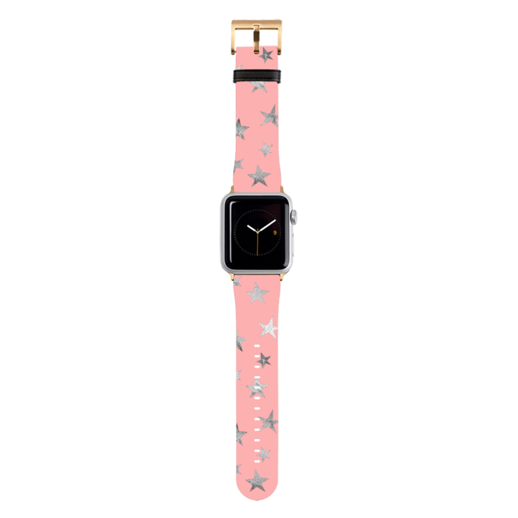 Pink and Silver Stars Apple Watch Strap