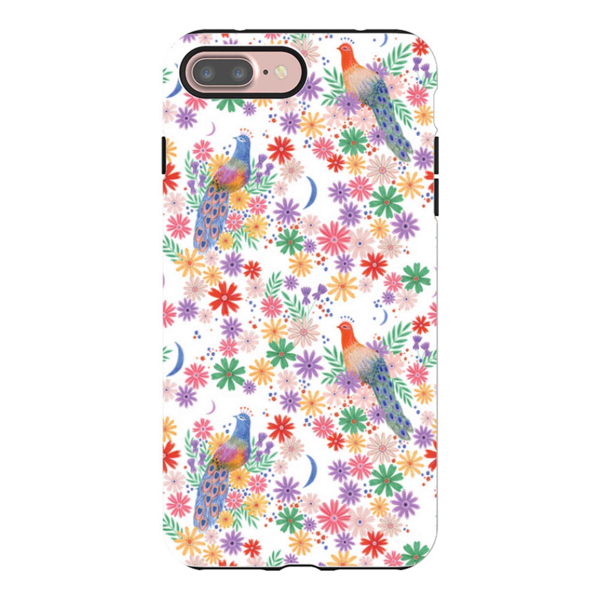 iPhone Tough Case - Peacock Pattern White By Lee Foster Wilson