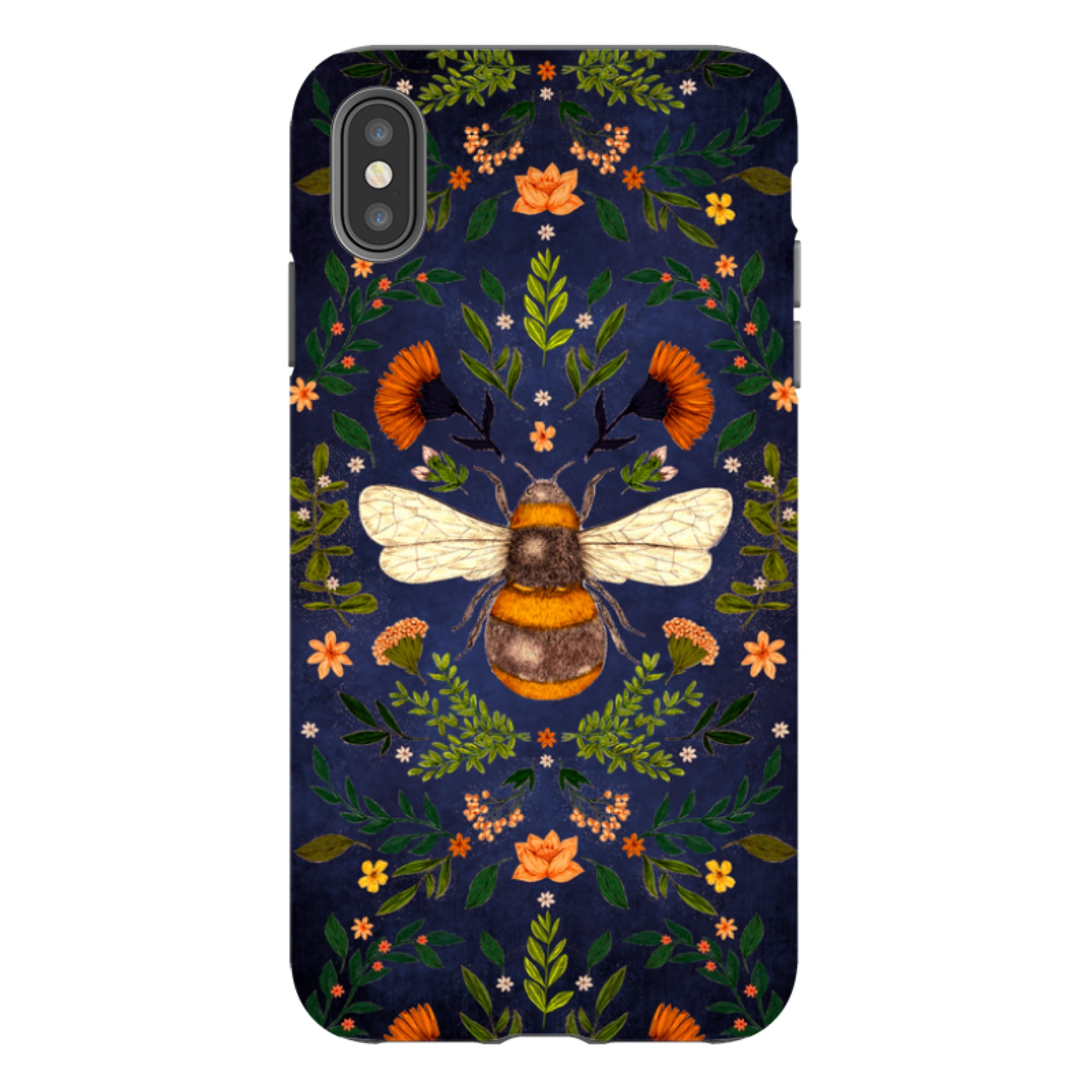 iPhone Tough Case - Botanical Bee Blue By Jade Mosinski