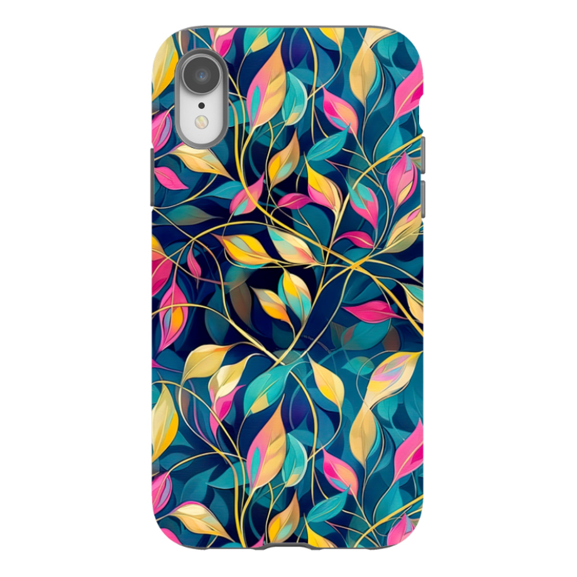 iPhone Case - Pink and Teal Leaves