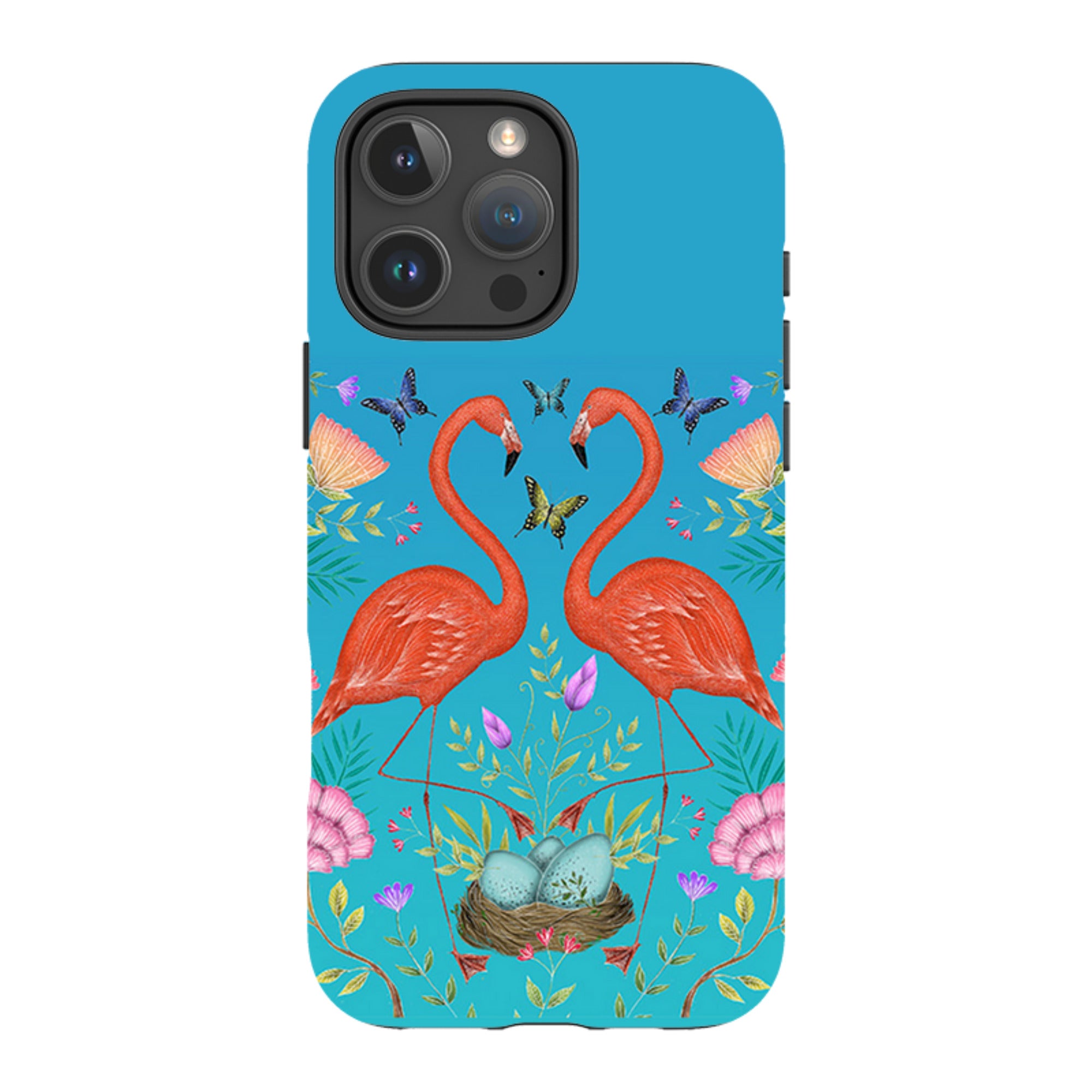 iPhone MagSafe Tough Case -  Flamingos and Flowers By Catherine Rowe