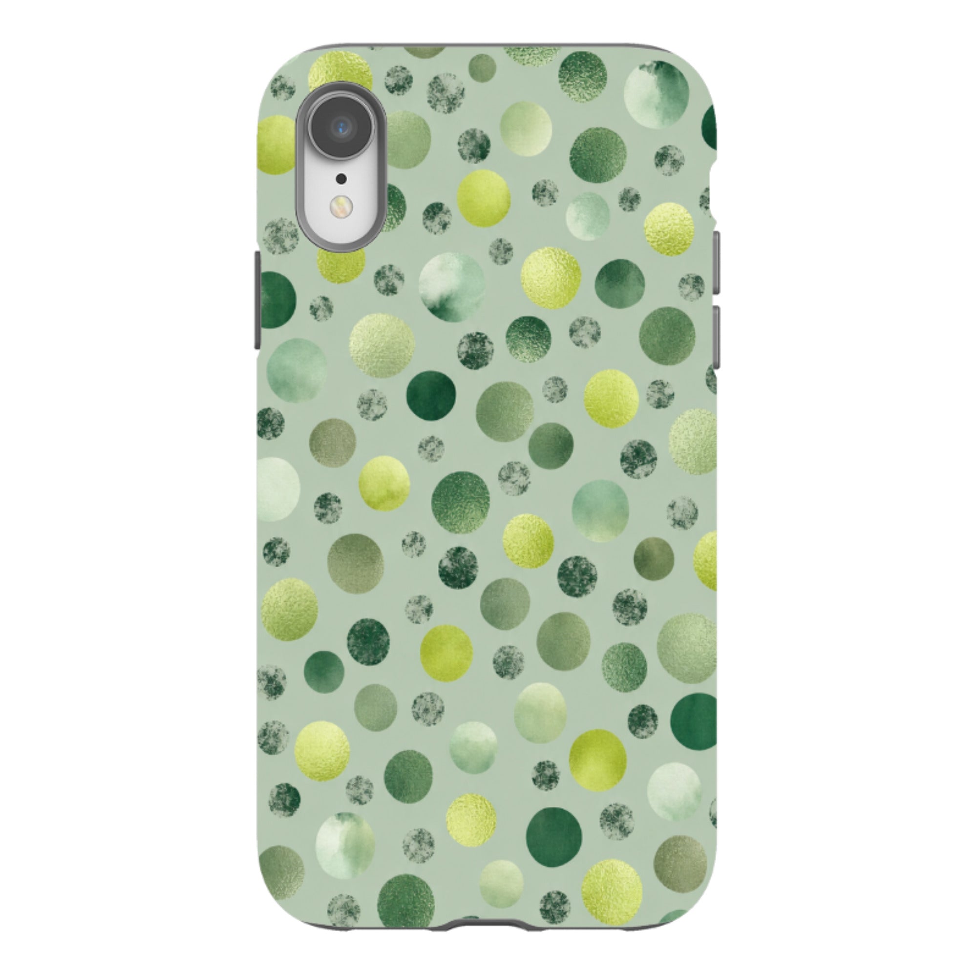iPhone Tough Case - Sage Green Polka Dot