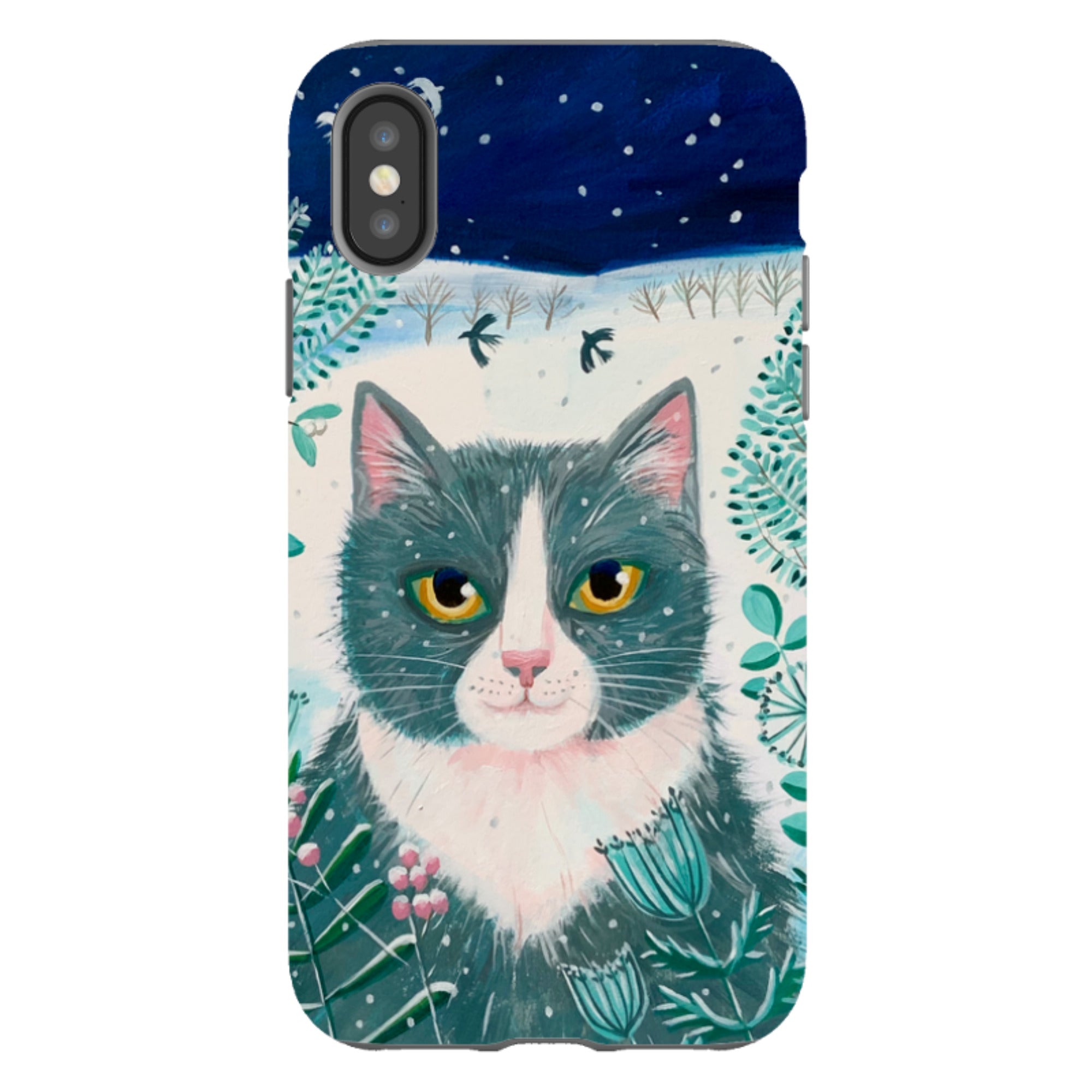 iPhone Tough Case - Xmas Cat By Mary Stubberfield