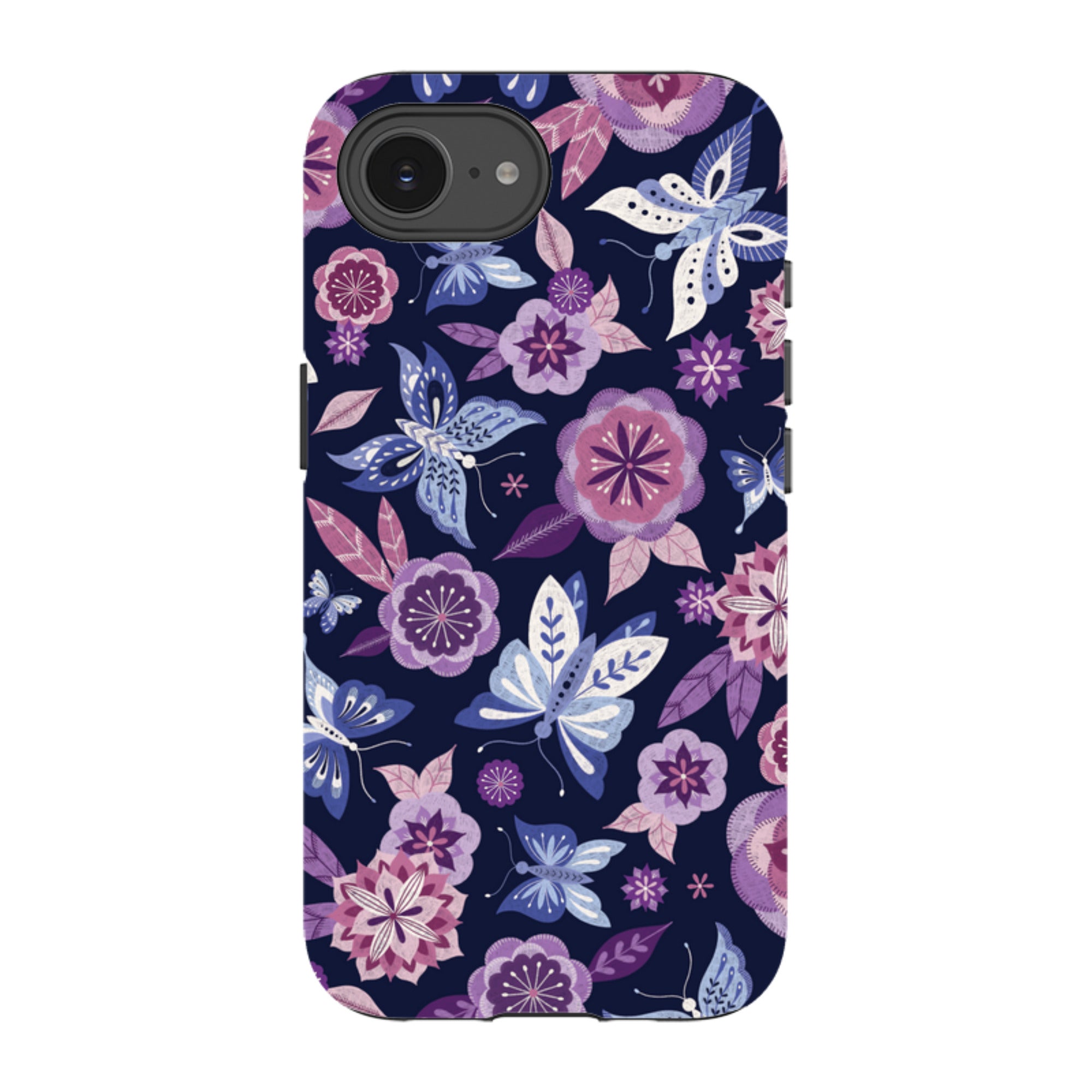 iPhone Tough Case - Butterfly Blooms Navy By Jenny Zemanek