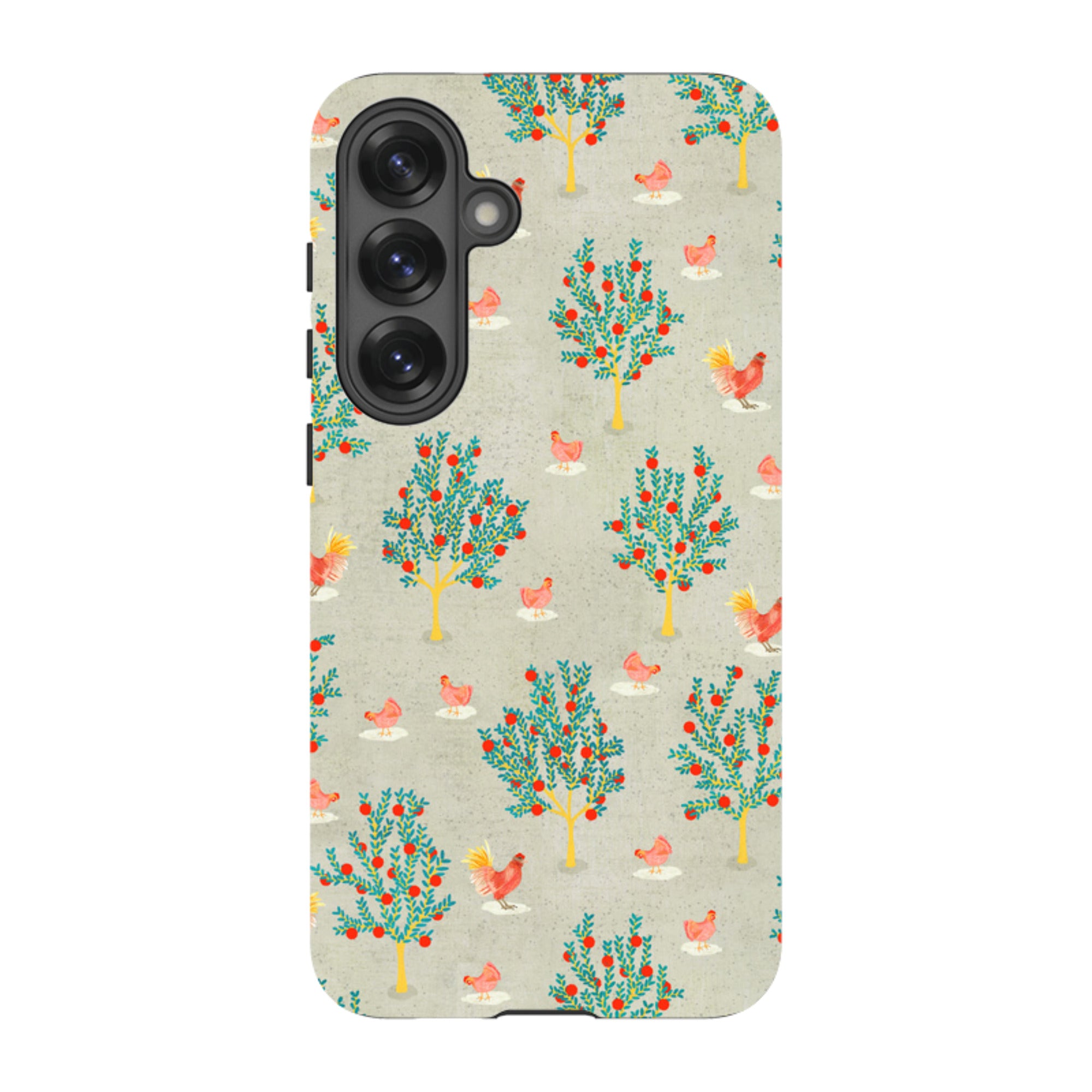 Samsung Tough Case - Apple Trees And Chickens Grey By Katherine Quinn