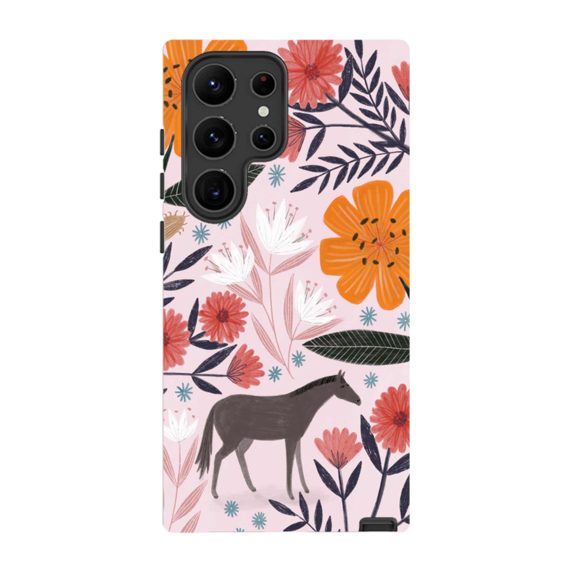 Samsung Tough Case - Pink Horse Floral By Lee Foster Wilson