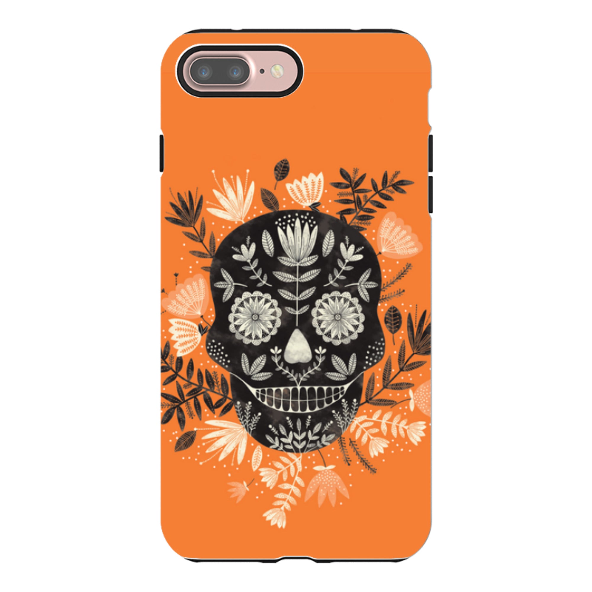 iPhone Tough Case - Sugar Skull Orange By Jade Mosinski