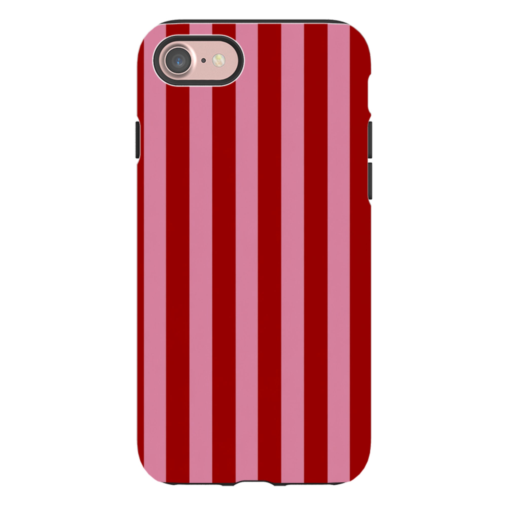 iPhone Tough Case - Burgundy & Pink Stripe