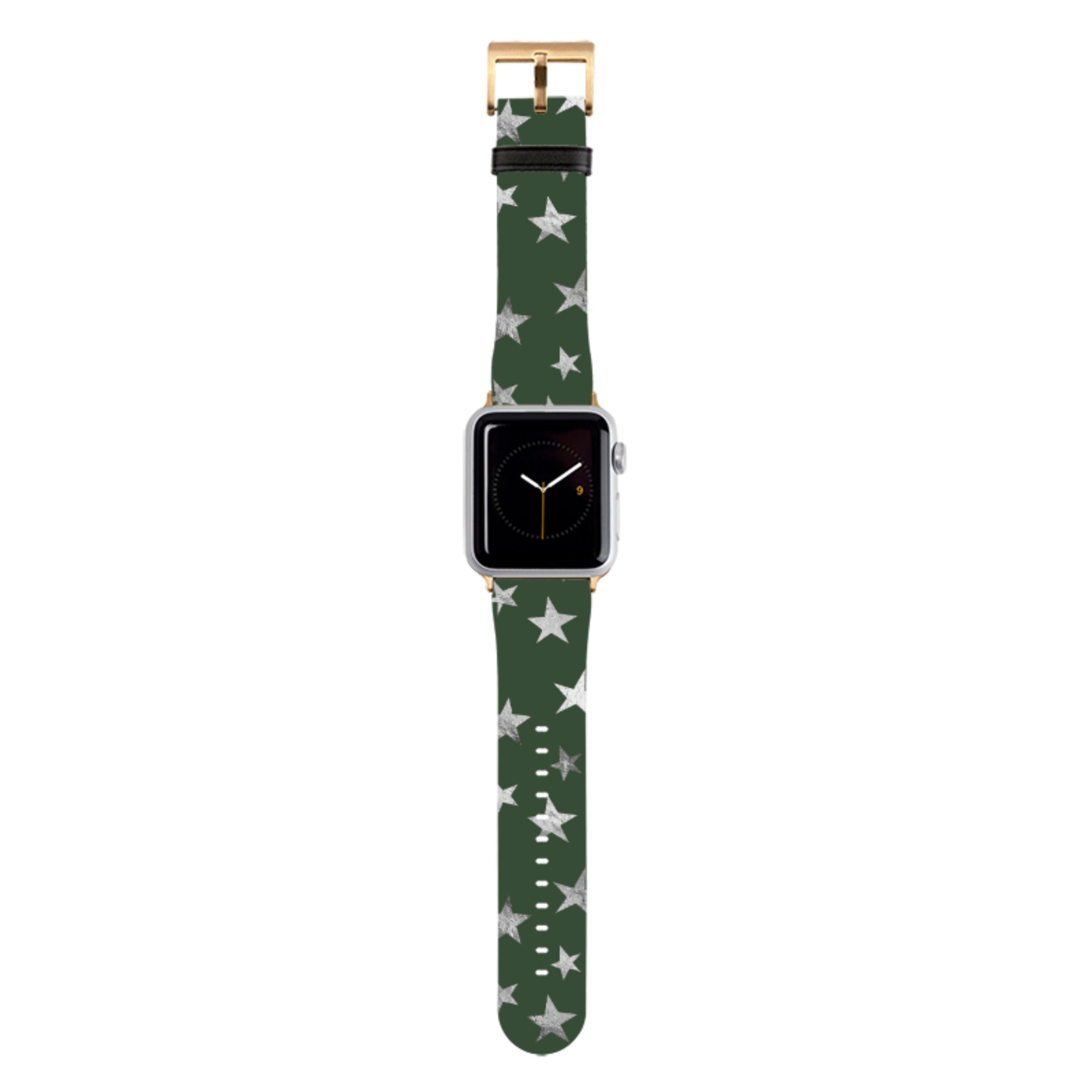 Green and Silver Stars Apple Watch Strap