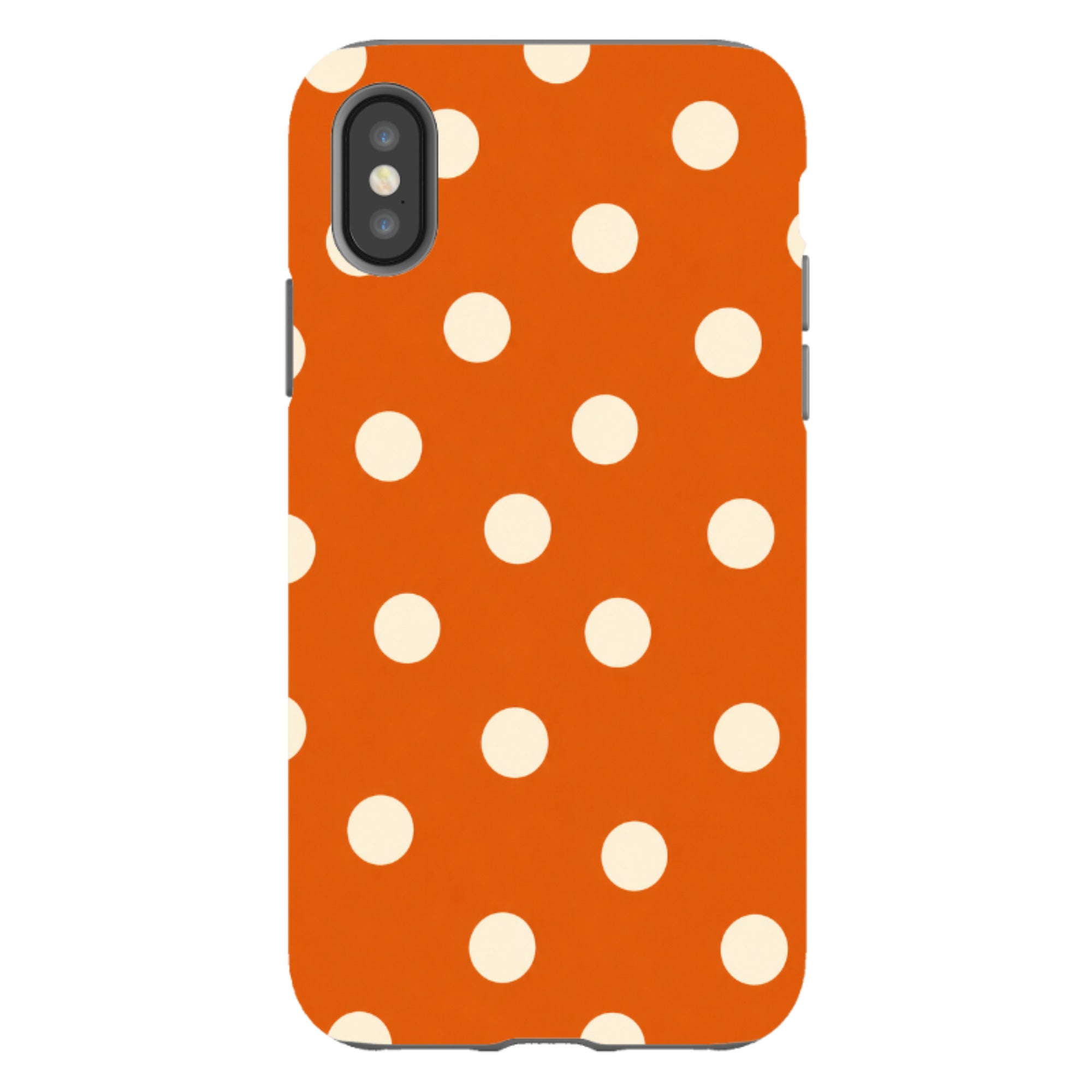 iPhone Tough Case - Orange & Cream Polka Dot