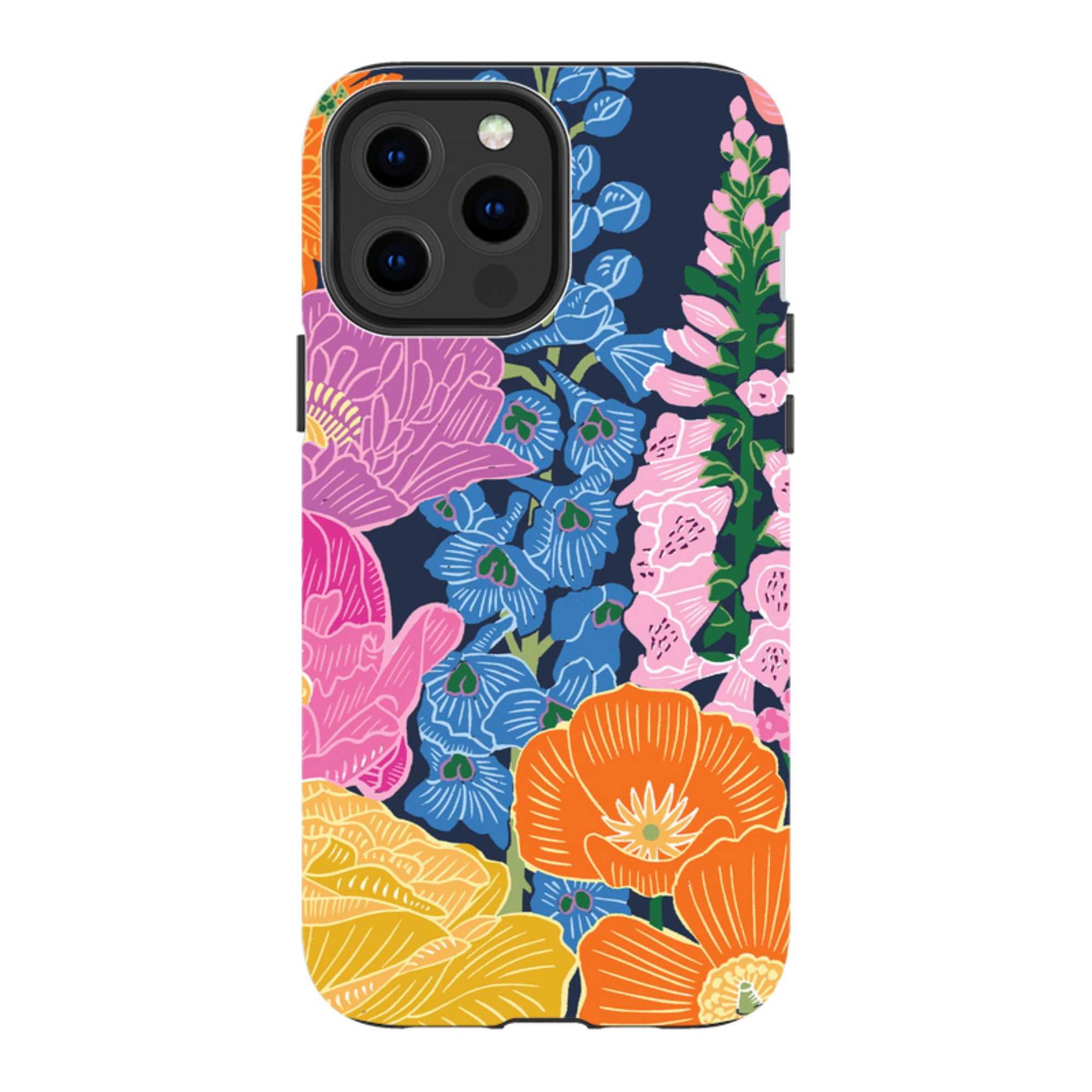 iPhone Tough Case - Flower Garden Navy By kate Heiss