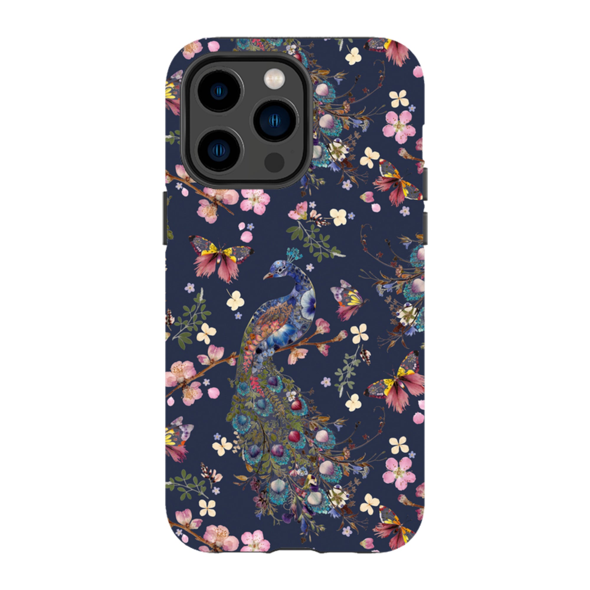 iPhone MagSafe Tough Case -  Peacock and Cherry Blossoms Iris By Helen Ahpornsiri