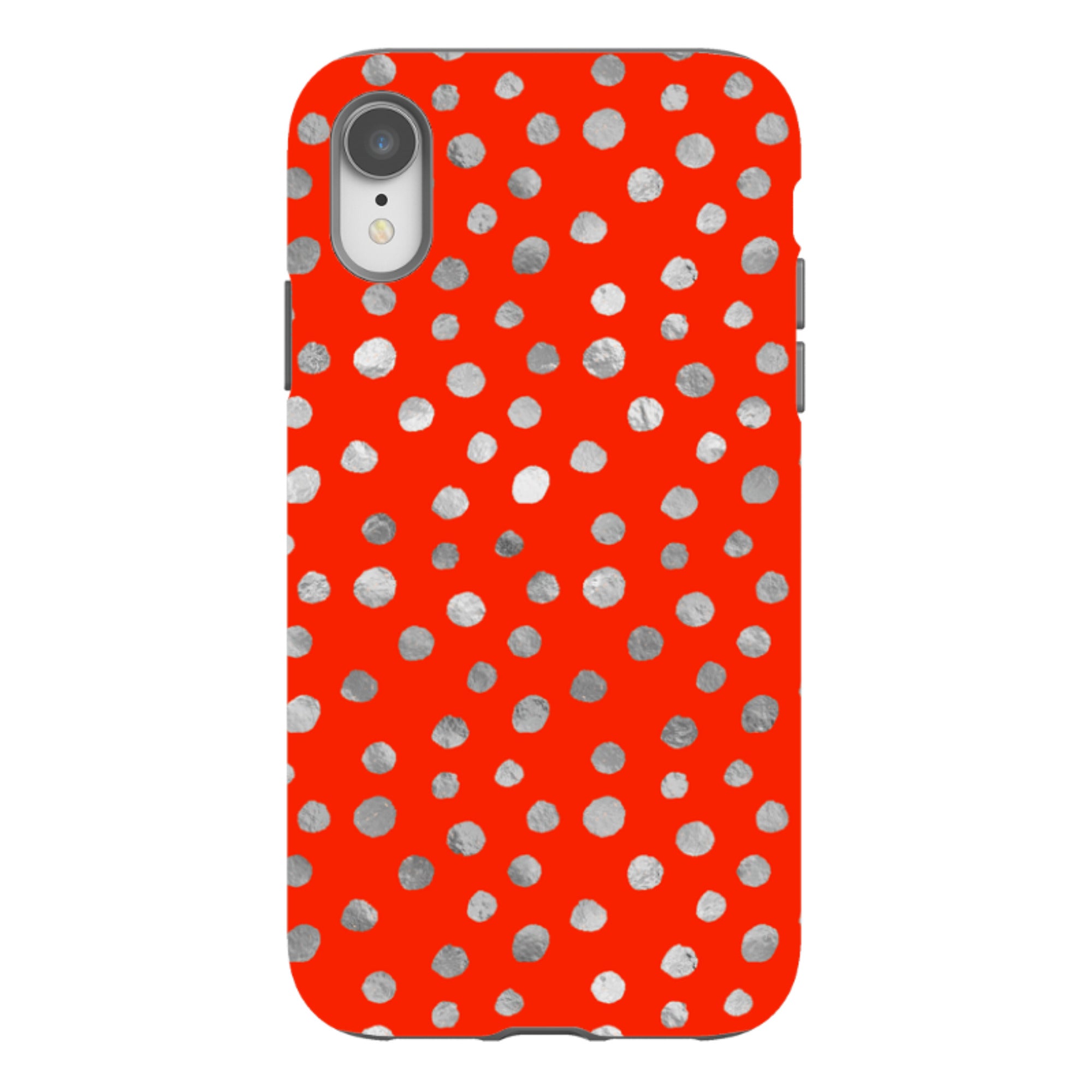 iPhone Tough Case - Red and Silver Dots