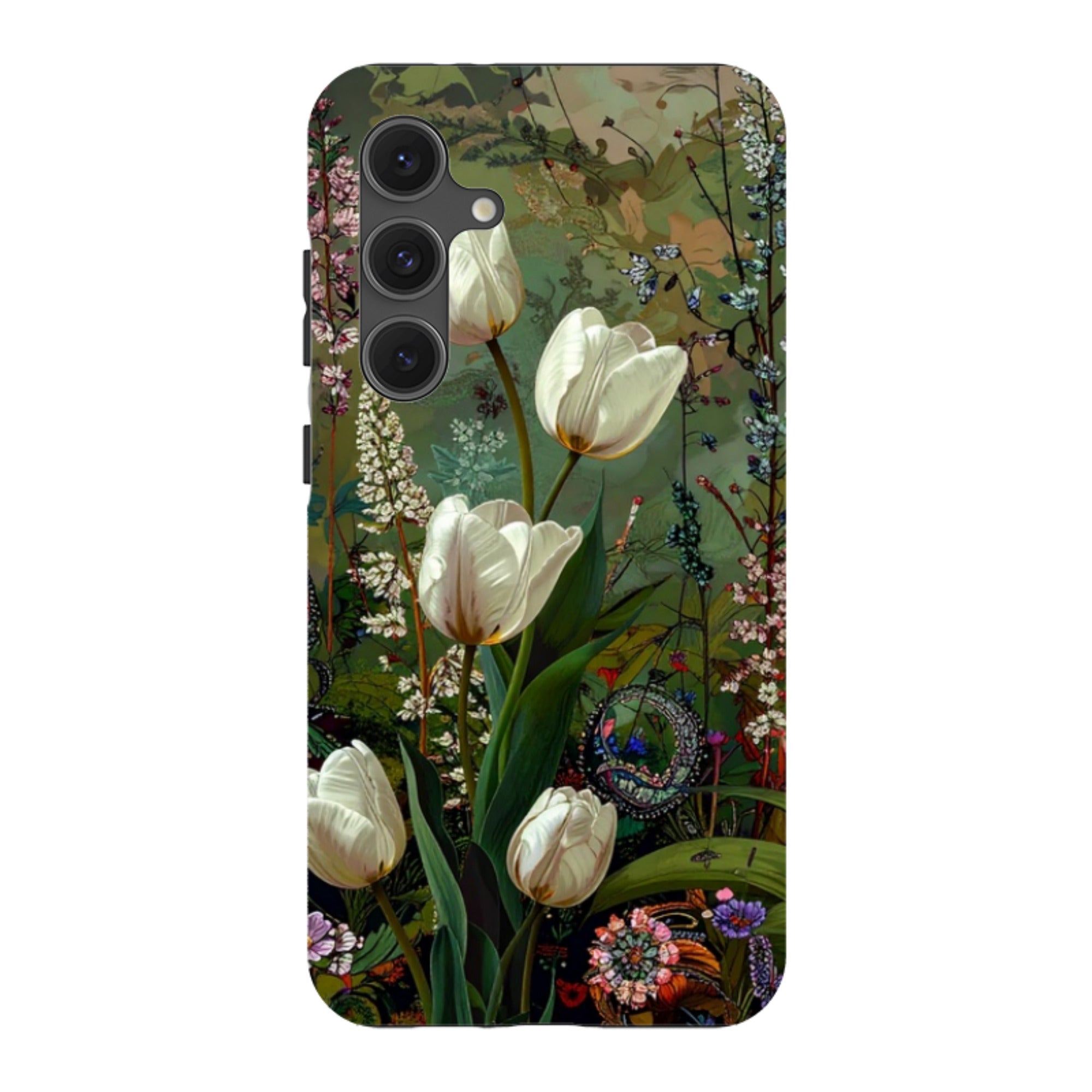 Samsung Tough Case - Green Vyne white Tulips