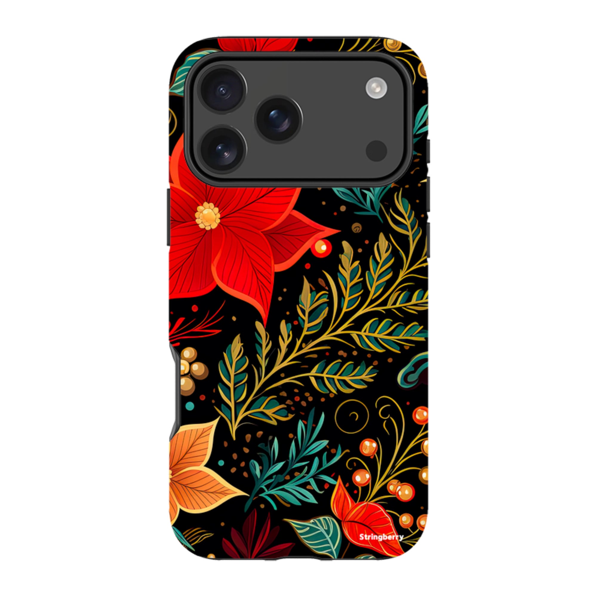 iPhone Tough Case - Red Winter Floral II