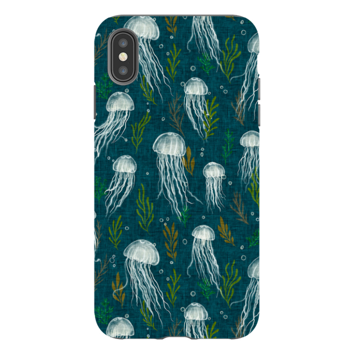 iPhone Tough Case - Jellyfish and seaweed - blue By Katherine Quinn
