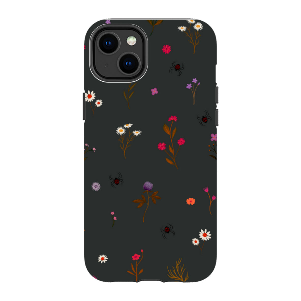 iPhone Tough Case - Florals and Spiders - Charcoal By Katherine Quinn