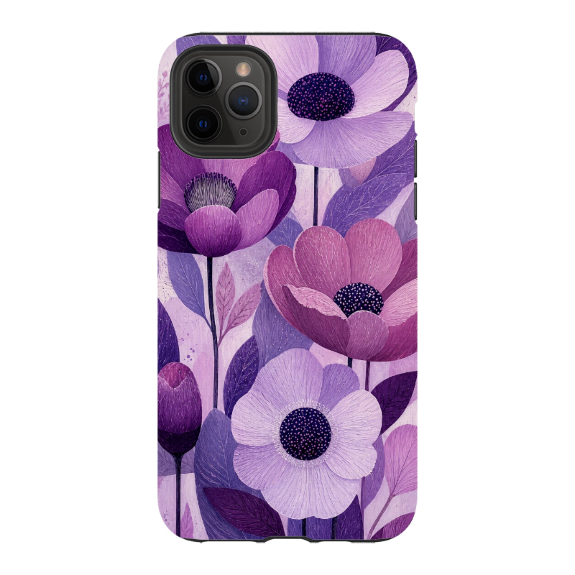 iPhone Tough Case - Purple Woodgrain Floral