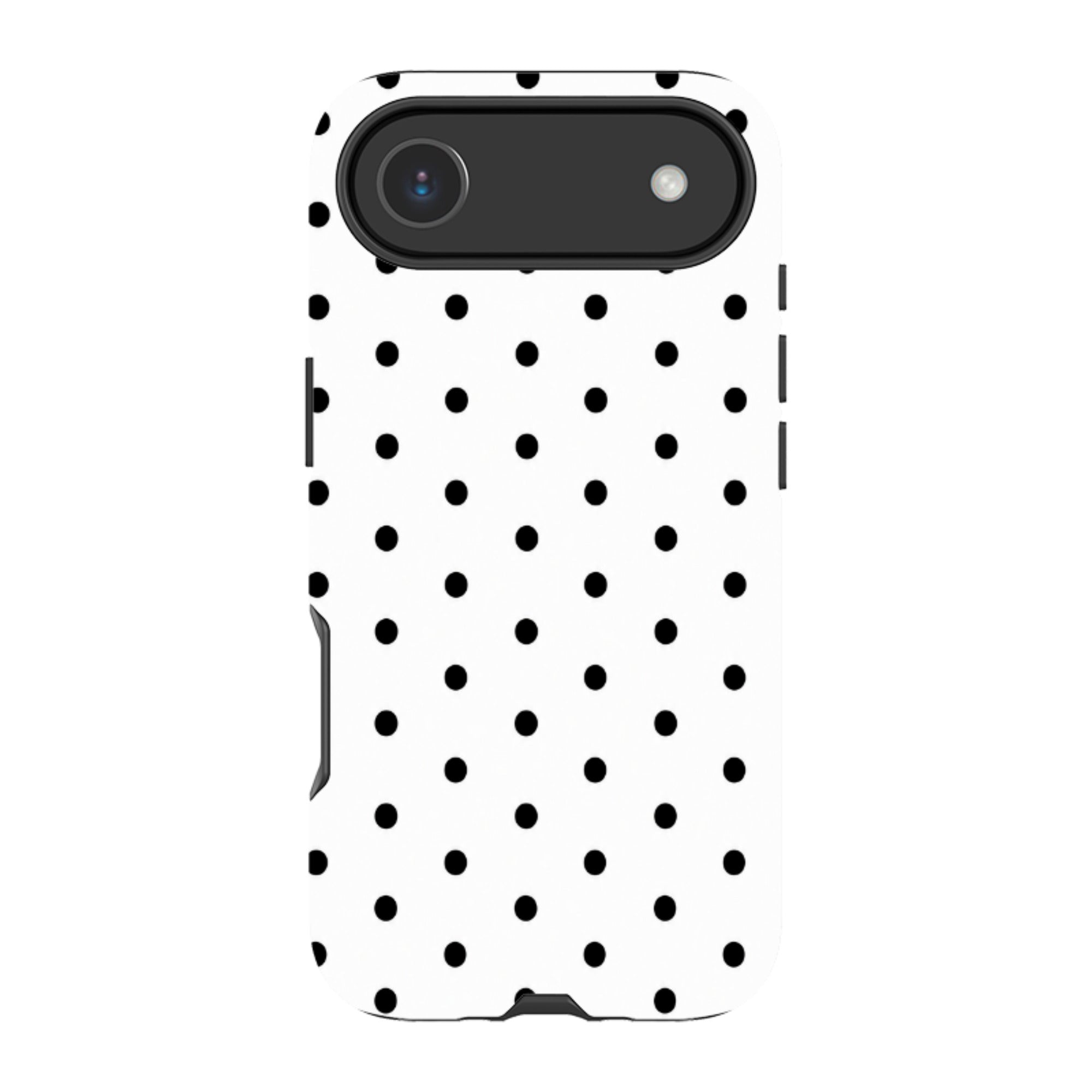 iPhone Tough Case - White & Black Polka Dot