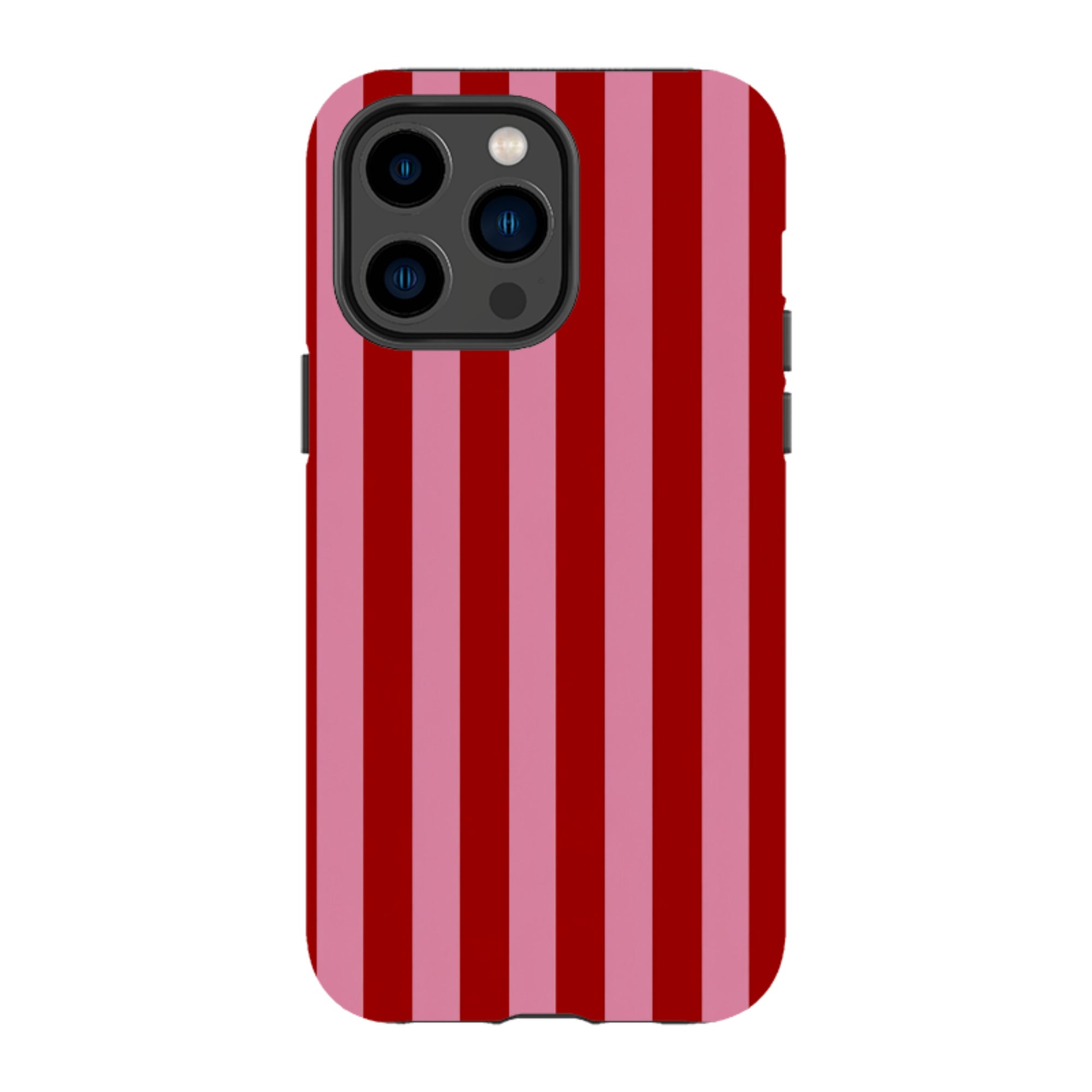 iPhone Tough Case - Burgundy & Pink Stripe