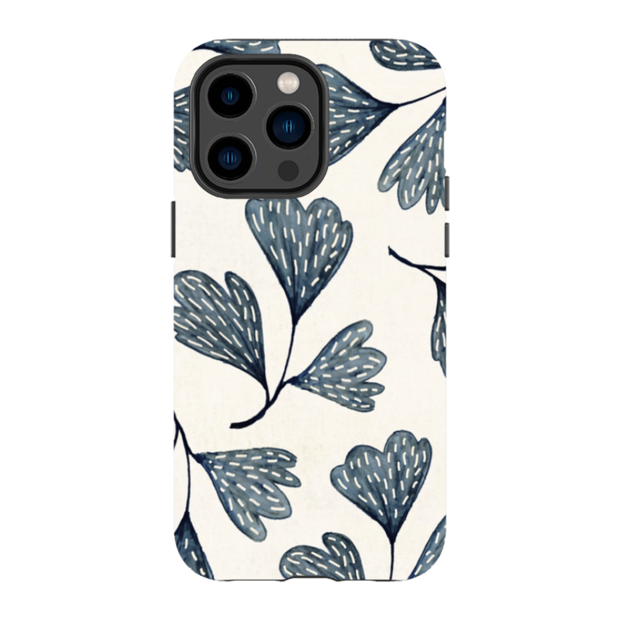 iPhone MagSafe Tough Case - Indigo Leaves By Katherine Quinn