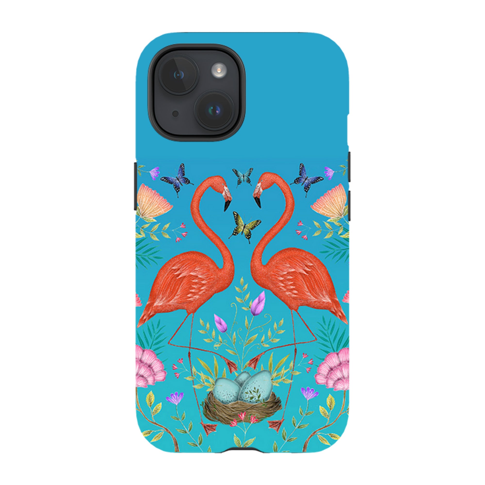 iPhone Tough Case - Flamingos And Flowers By Catherine Rowe