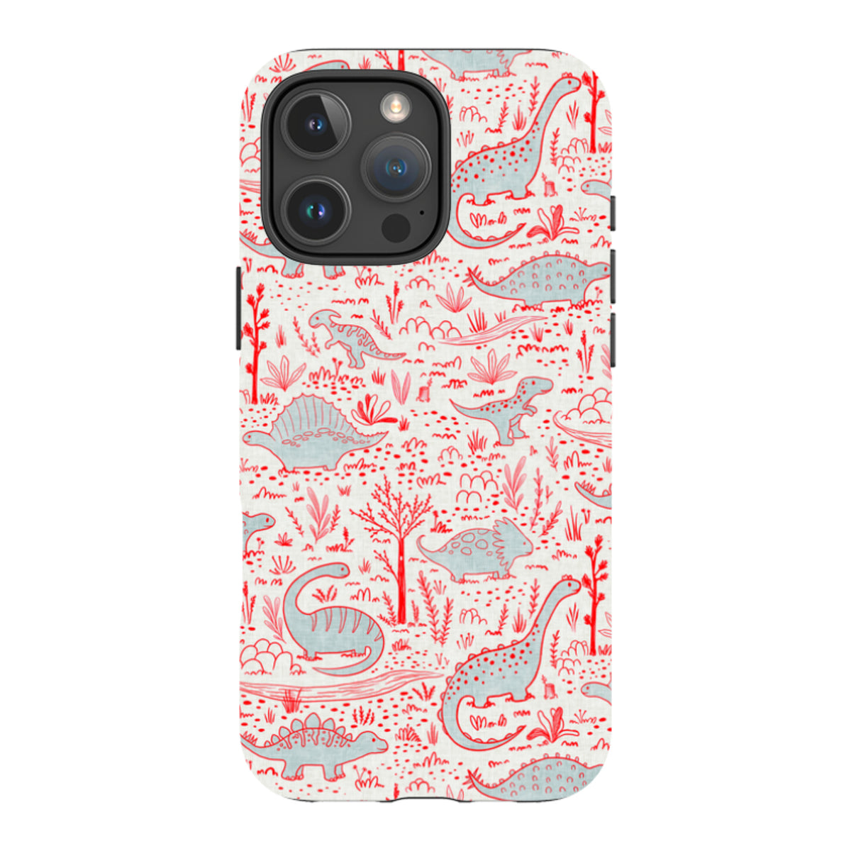 iPhone Tough Case - Dinosaur line Red and Blue By Katherine Quinn