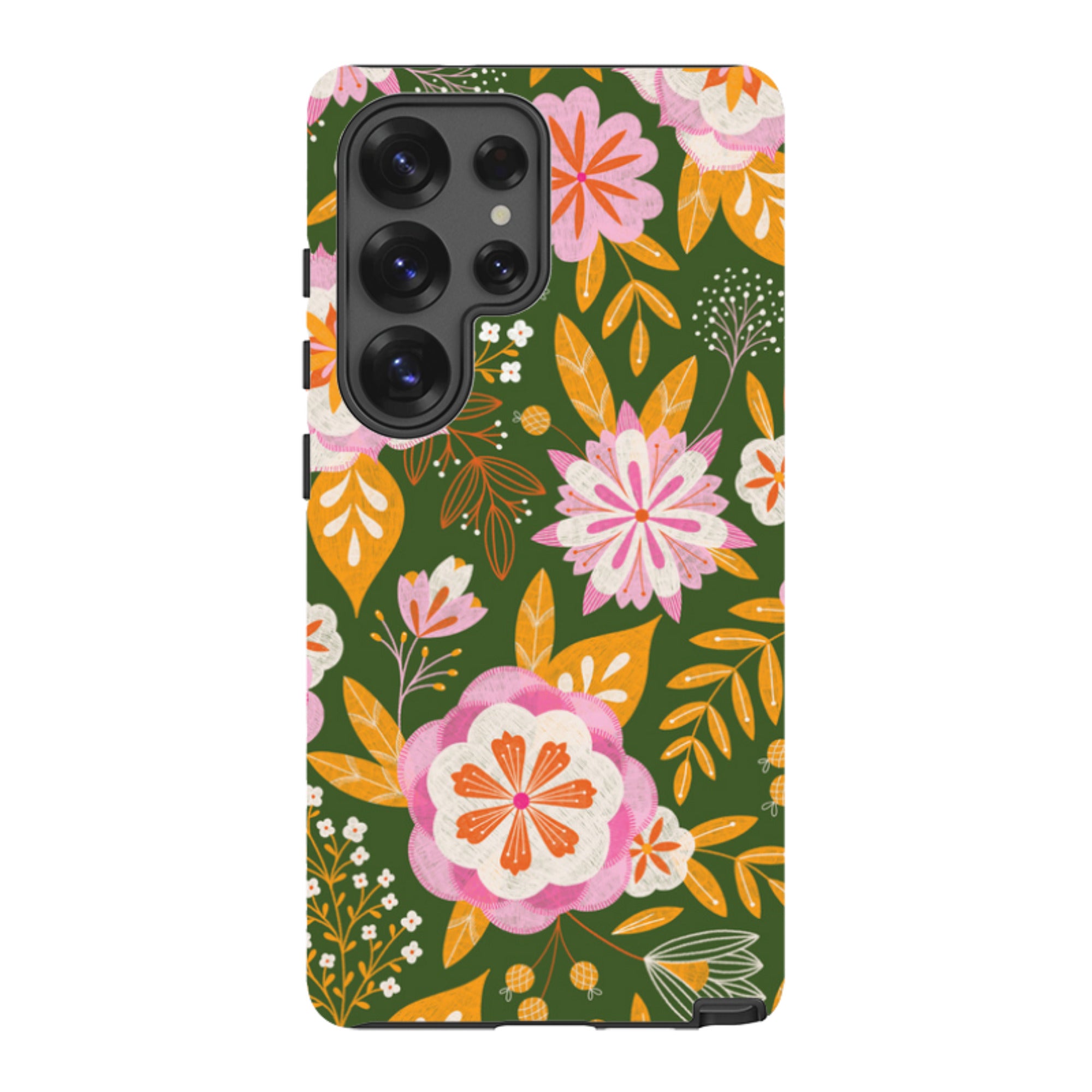 Samsung Tough Case - Big Bold Blooms Green By Jenny Zemanek