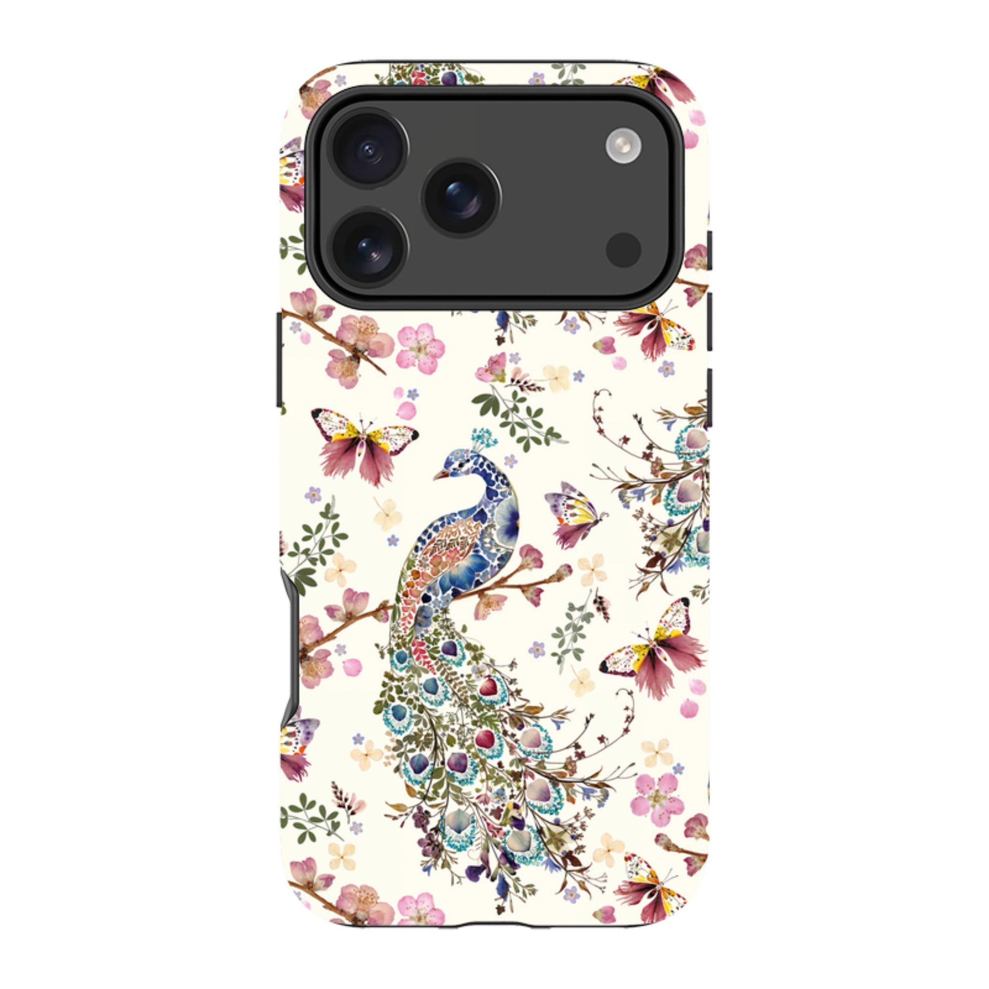 iPhone MagSafe Tough Case -  Peacock and Cherry Blossoms By Helen Ahpornsiri