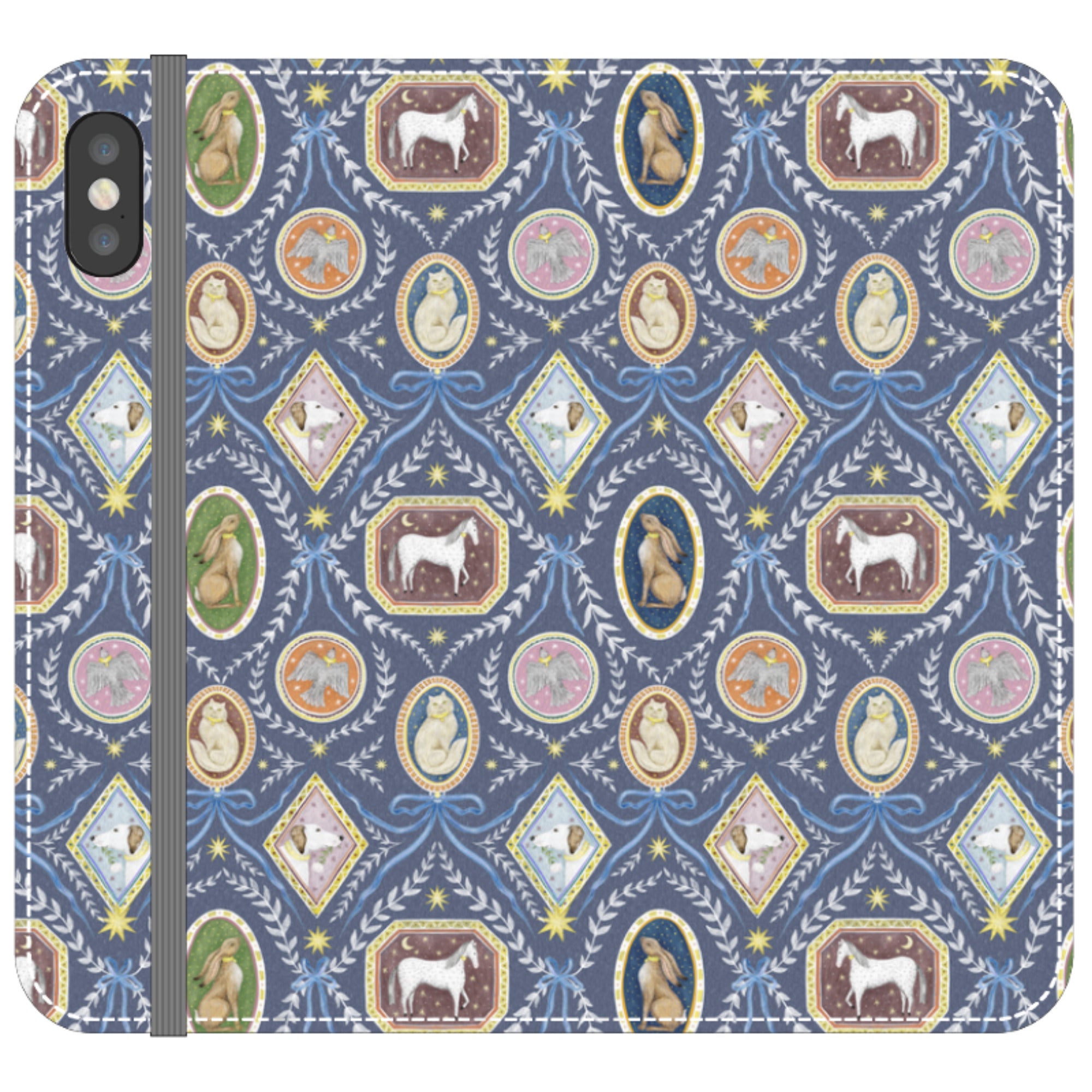 Charleston Dusk Blue Wallet Case By Catherine Rowe
