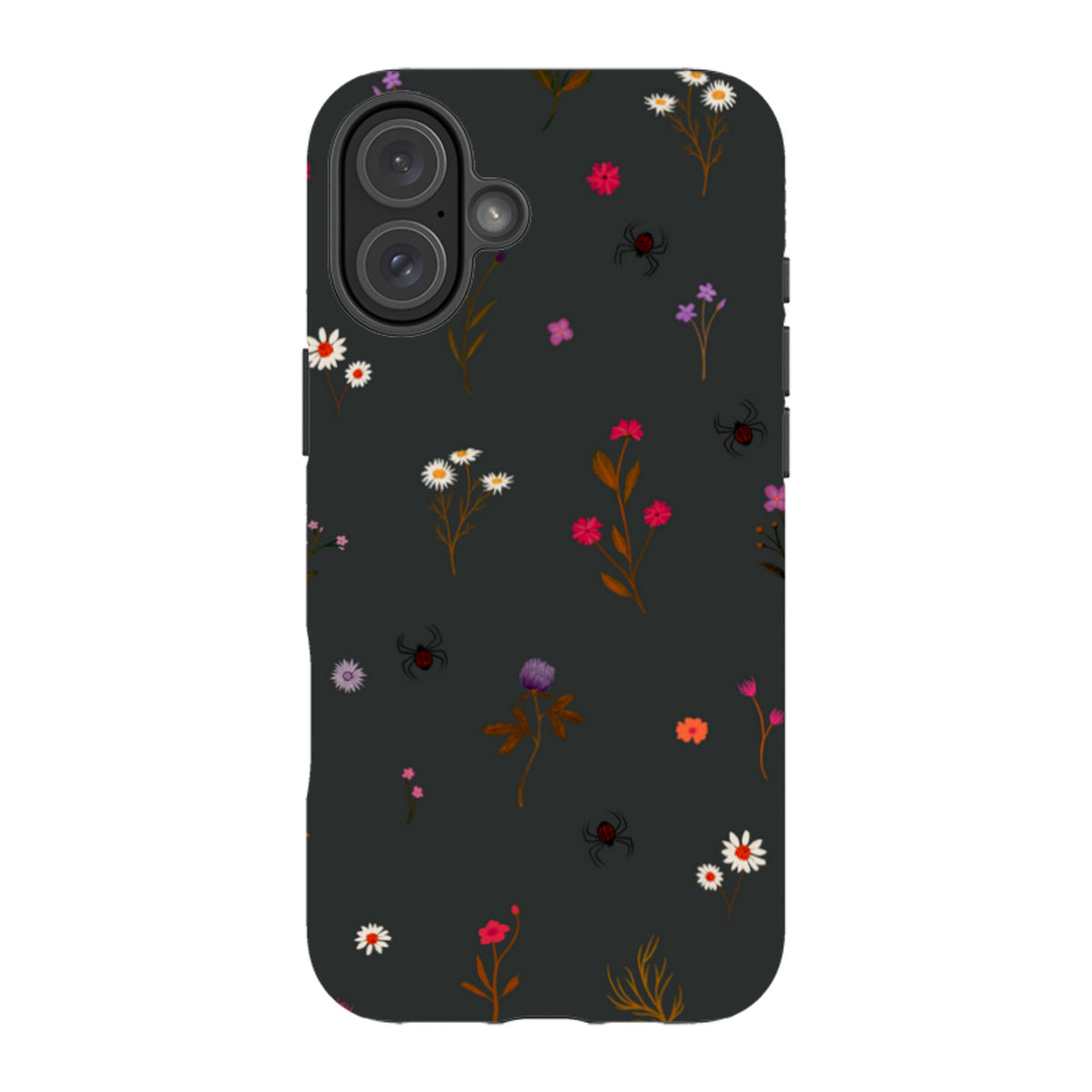 iPhone Tough Case - Florals and Spiders - Charcoal By Katherine Quinn