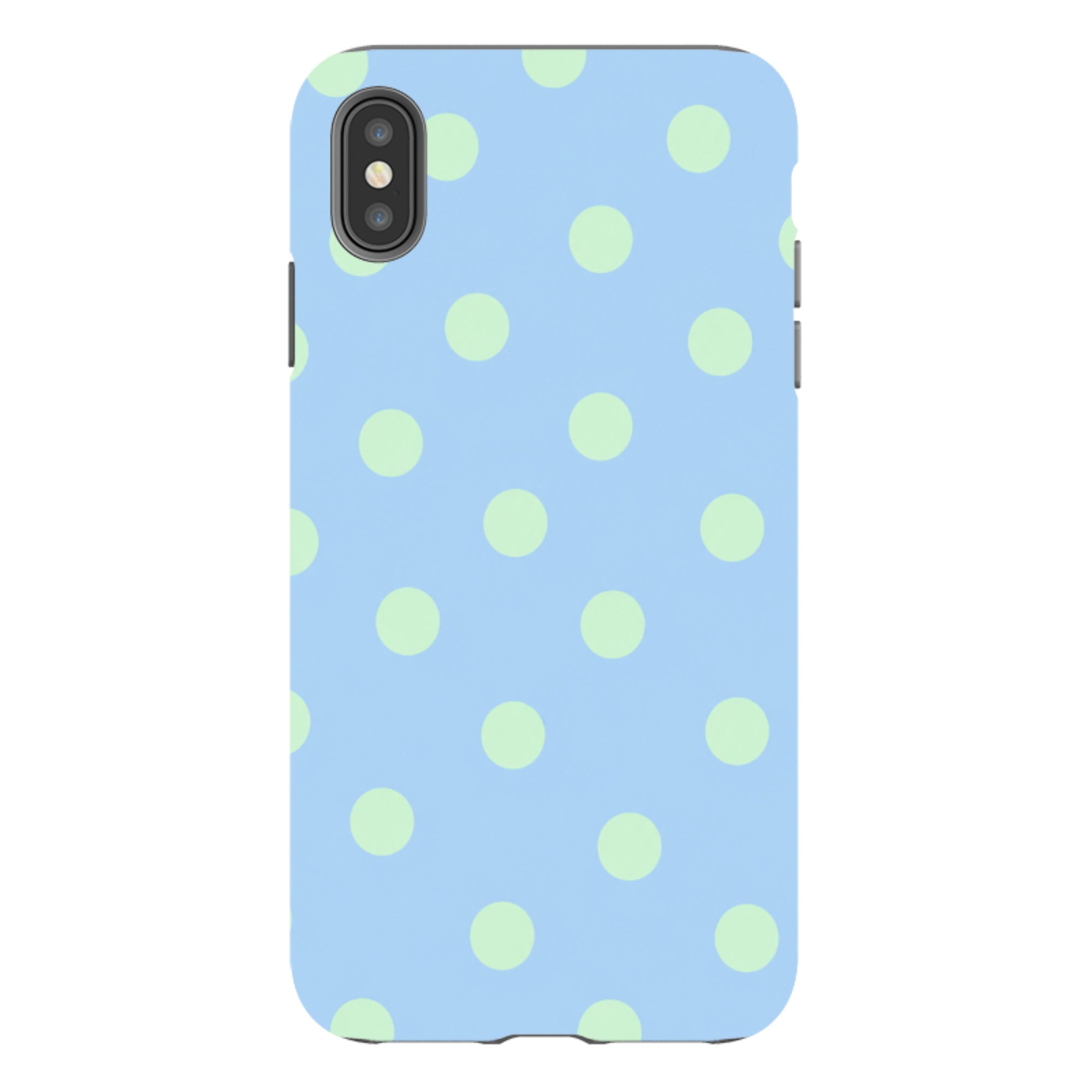 iPhone Tough Case - Sky Blue & Mint Green Polka Dot