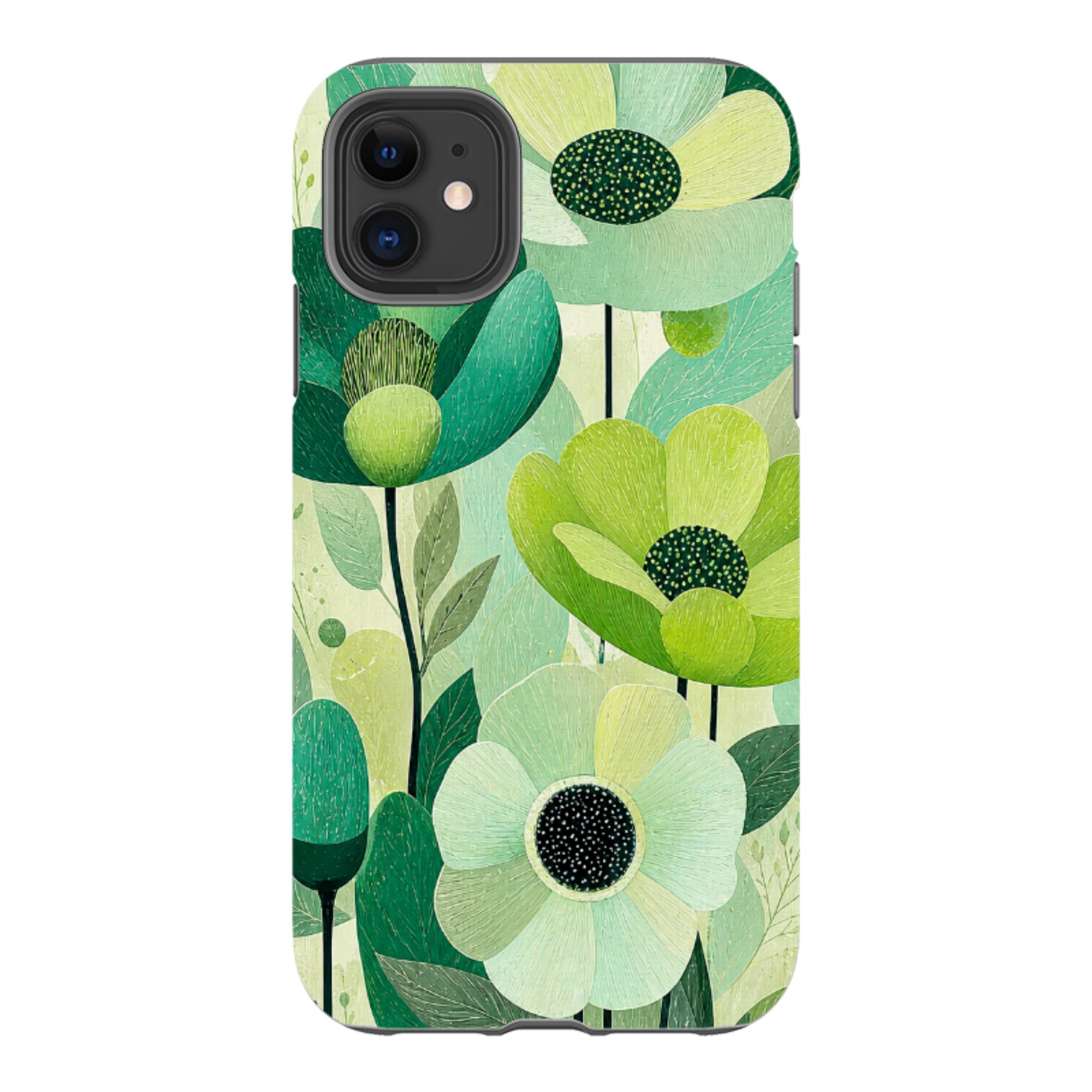 iPhone Tough Case - Mint Woodgrain Floral