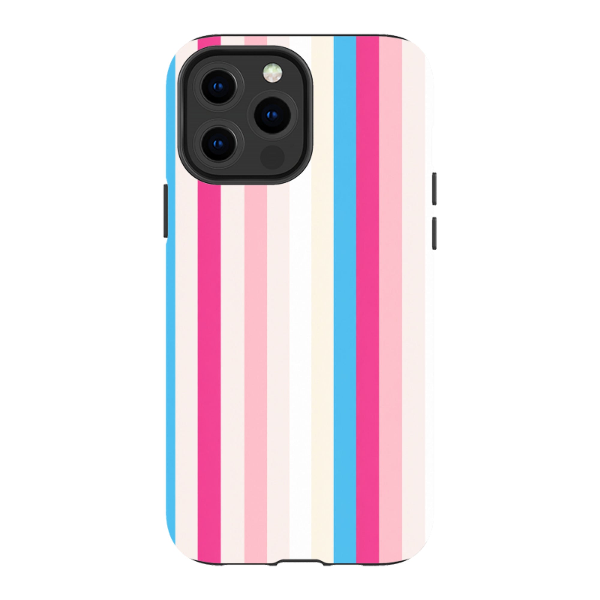 iPhone MagSafe Tough Case - Pink, Blue & Cream Stripe