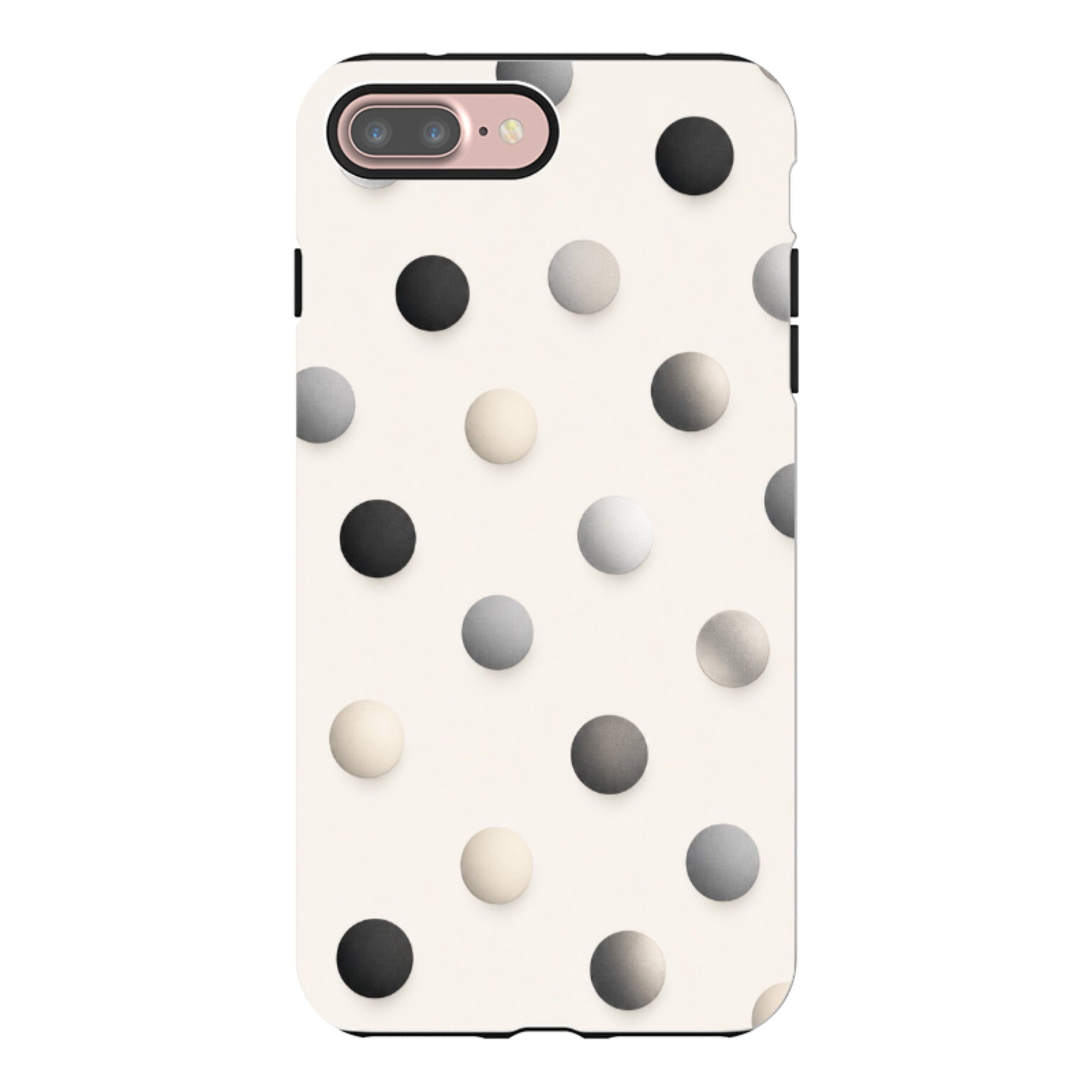 iPhone Tough Case - Cream & Grey Polka Dot
