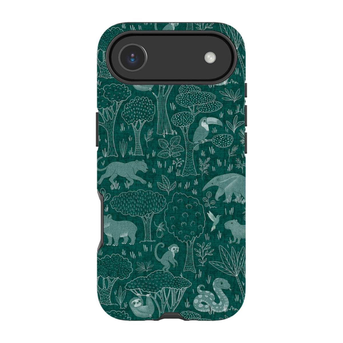iPhone Tough Case - Tropical Jungle Animals teal By Katherine Quinn