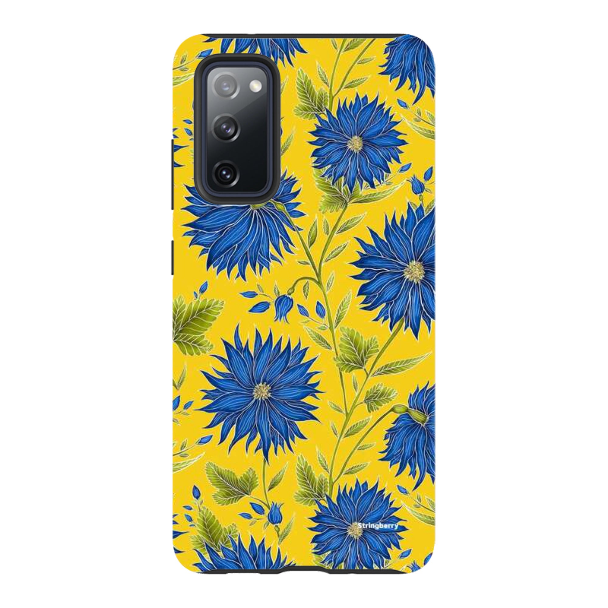 Samsung Tough Case - Blue Flowers Yellow By Catherine Rowe
