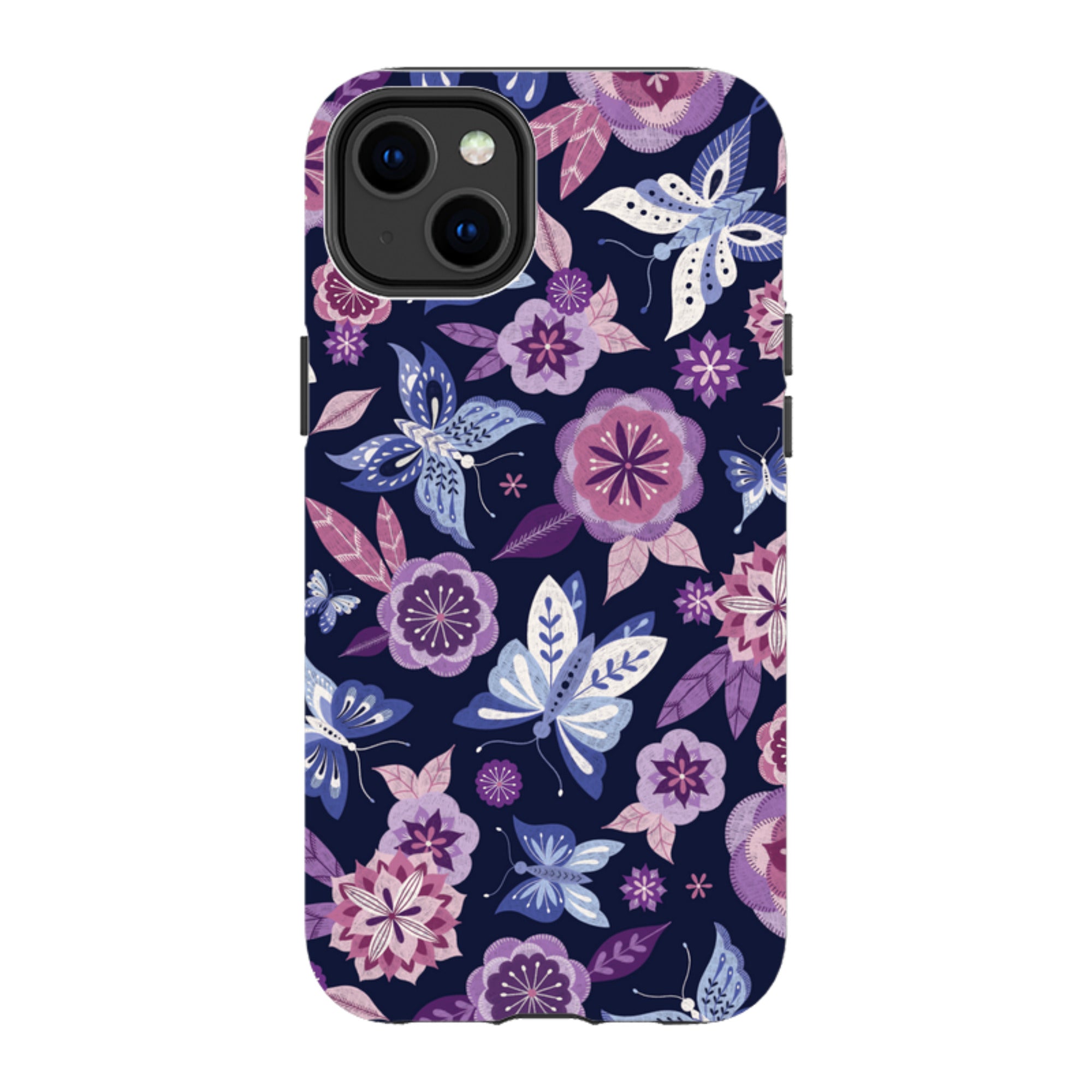 iPhone MagSafe Tough Case -  Butterfly Blooms Navy By Jenny Zemanek