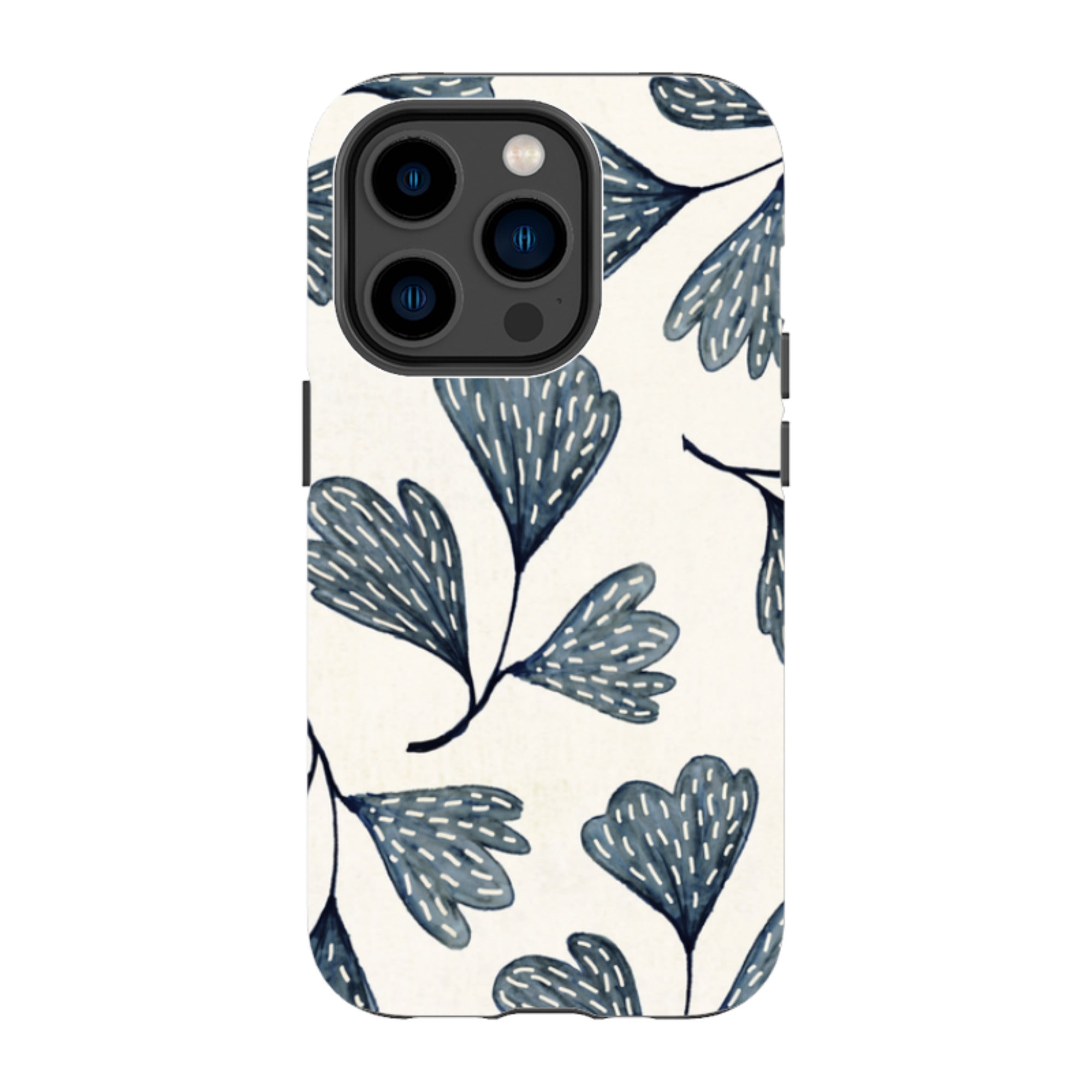 iPhone MagSafe Tough Case - Indigo Leaves By Katherine Quinn