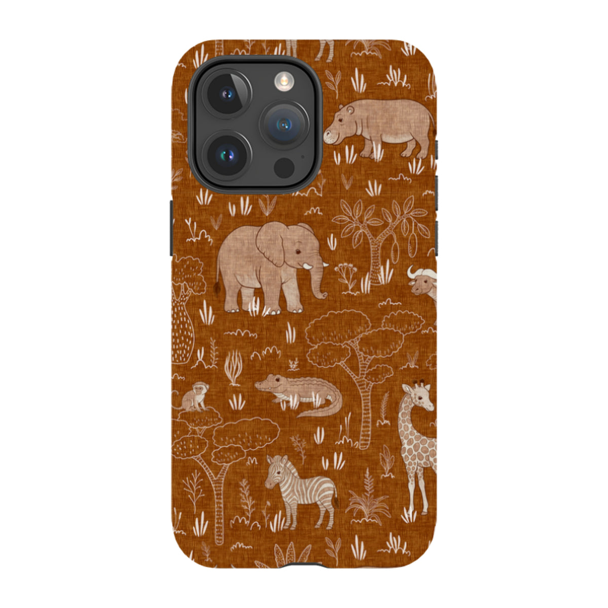 iPhone Tough Case - Savanna Wildlife - Rust By Katherine Quinn