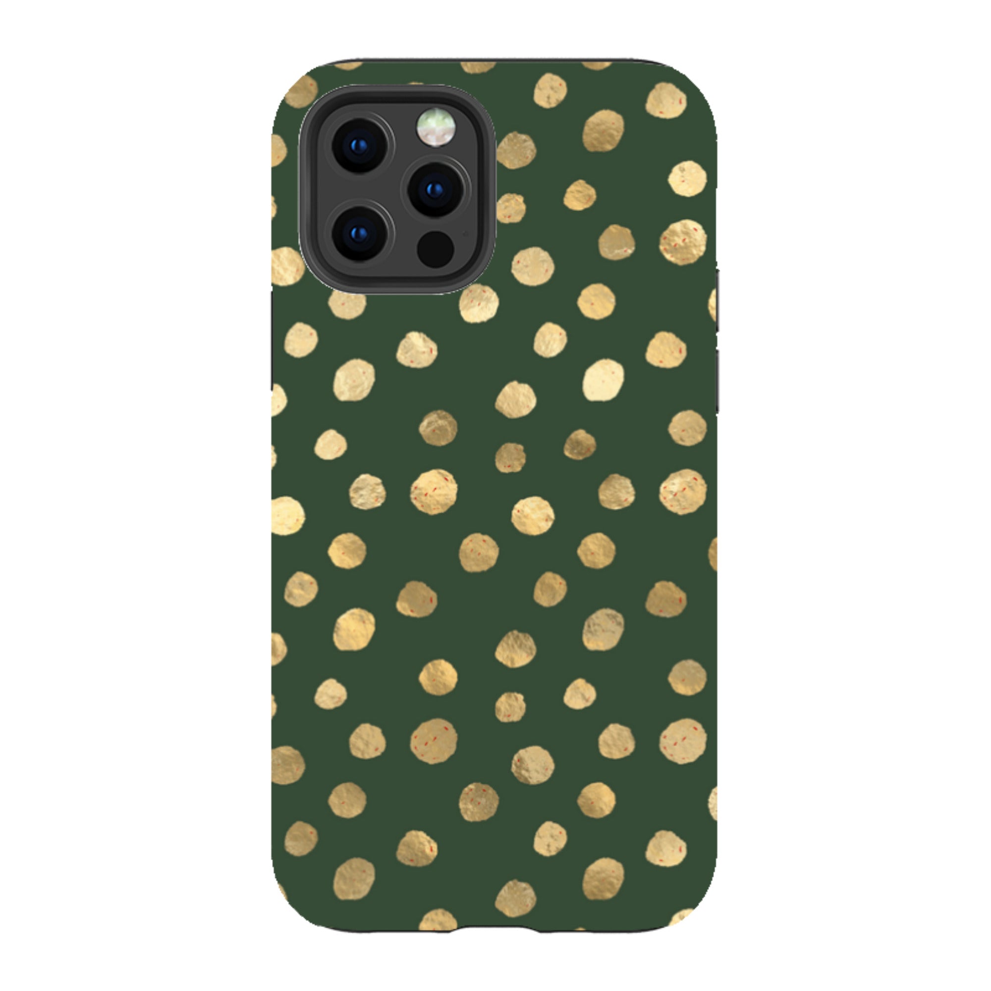 iPhone Tough Case - Green and Gold Dots
