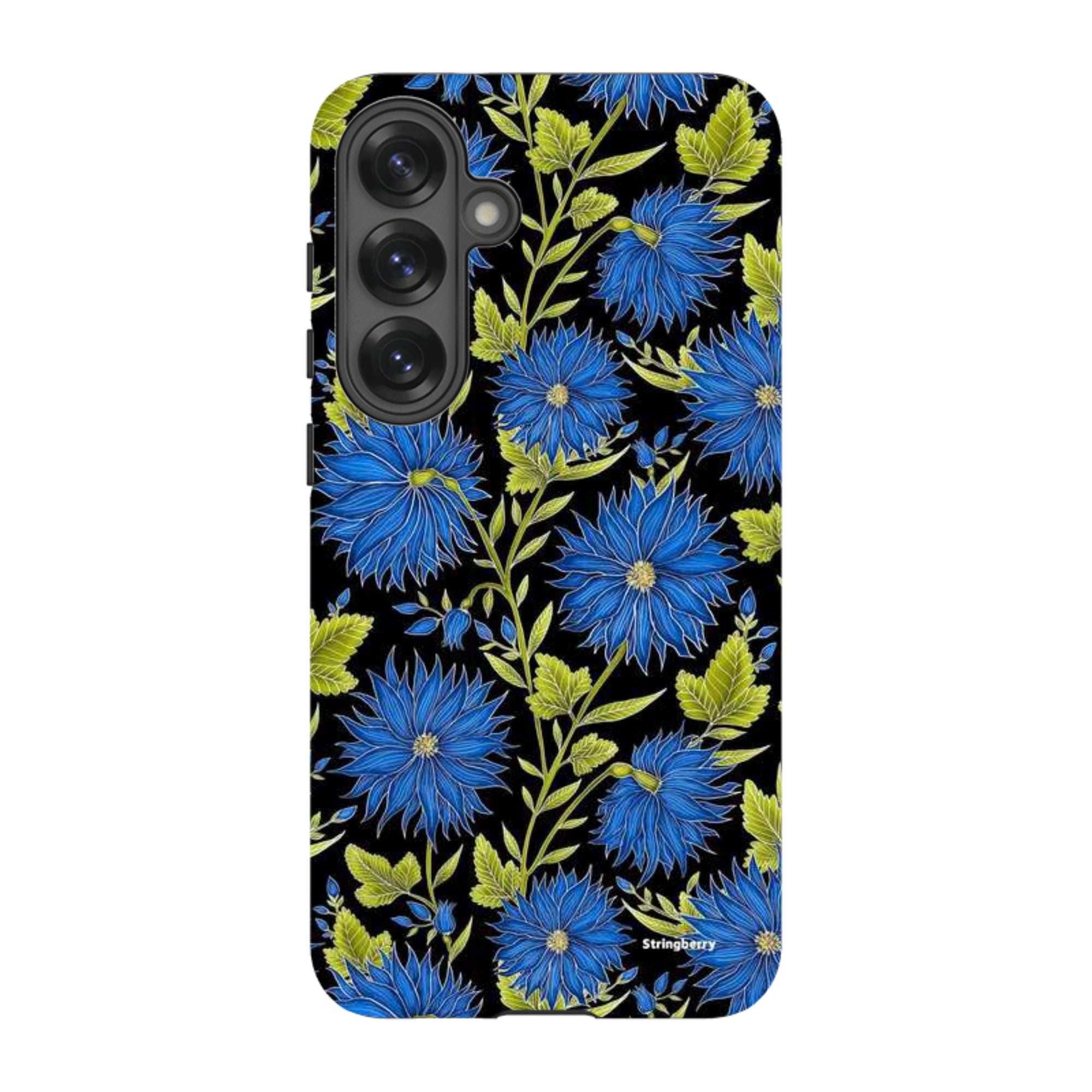 Samsung Tough Case - Blue Flowers Black By Catherine Rowe