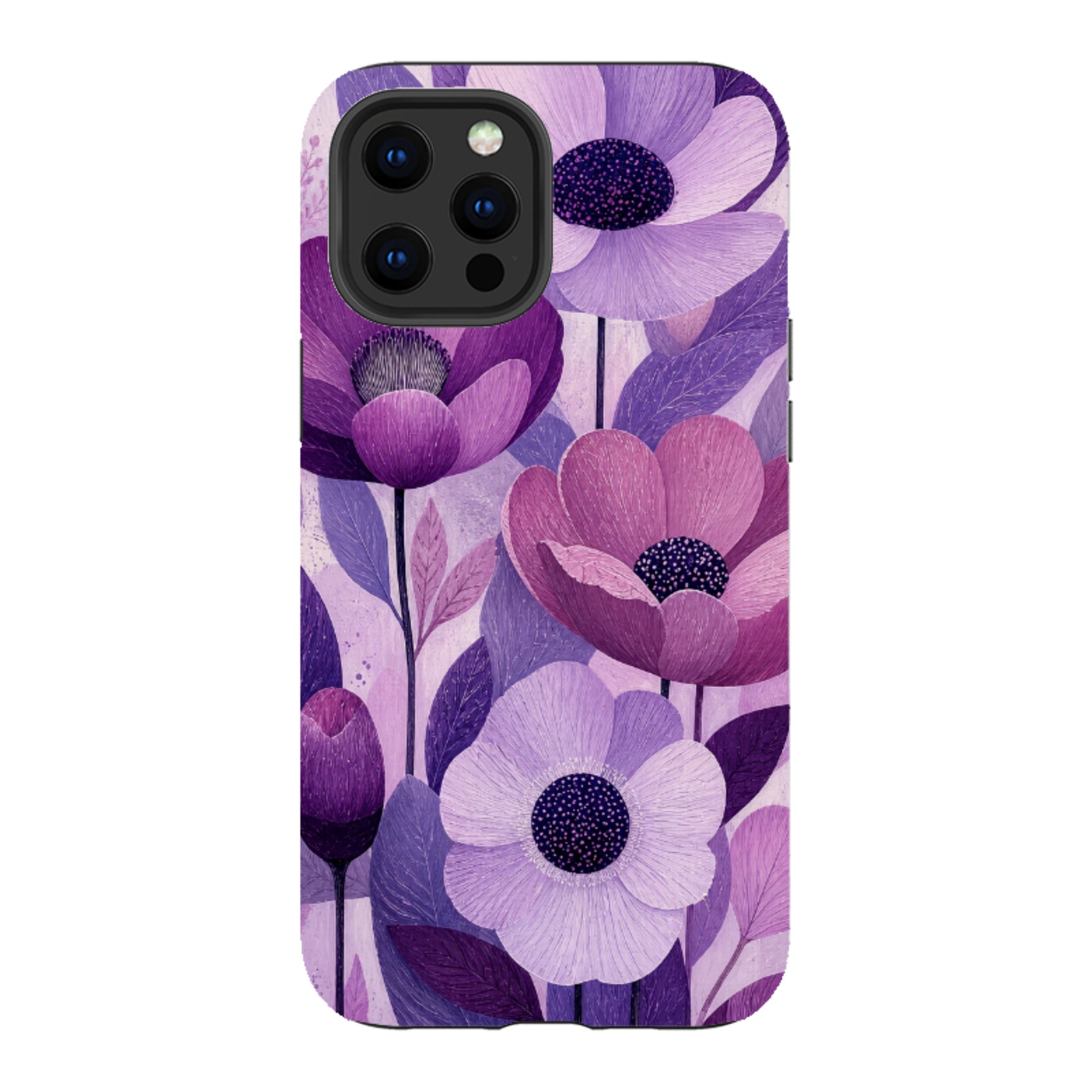 iPhone Tough Case - Purple Woodgrain Floral